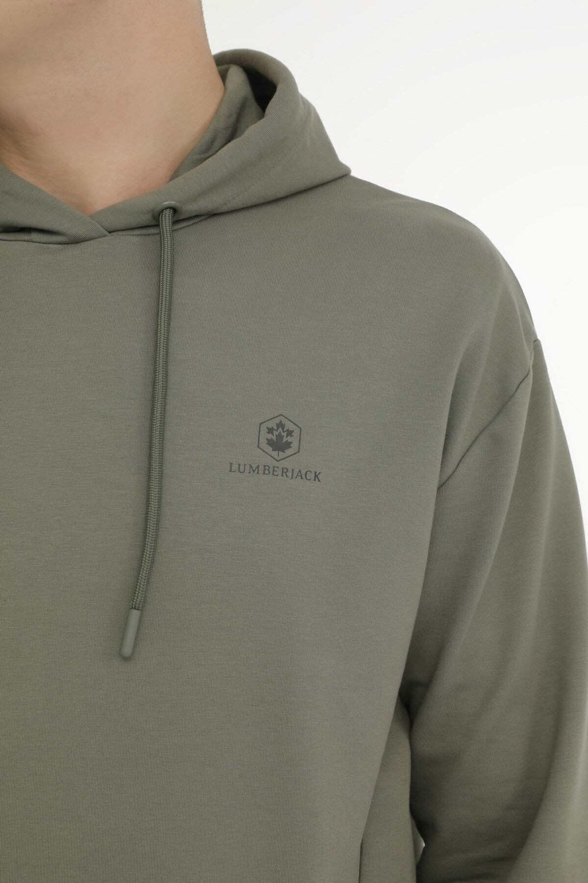 2W M-SN73 BASIC HOODIE 2PR,HAKI, L SWEATSHIRT - HAKI