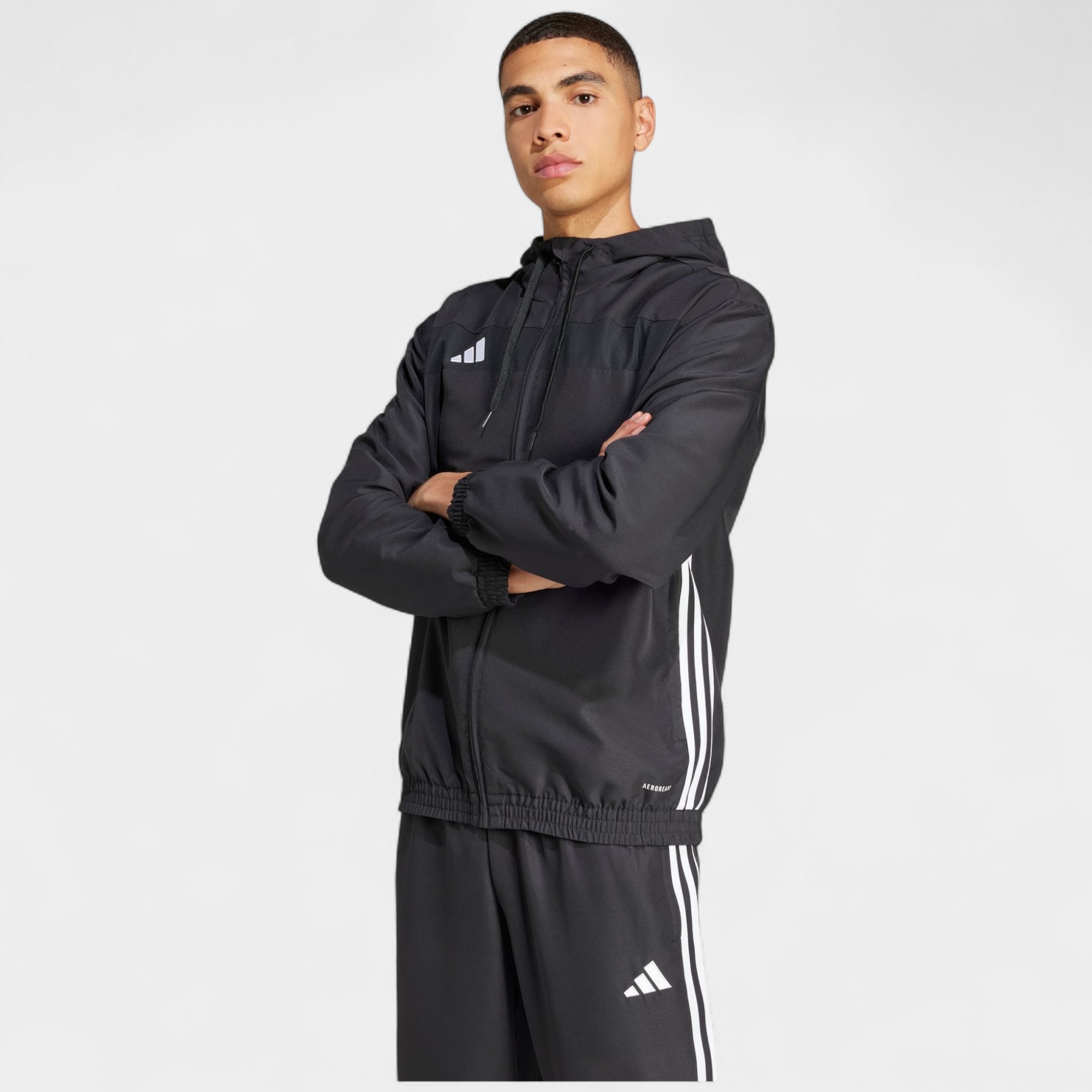 Adidas TIRO ES W HOOD Siyah Beyaz Erkek Ceket-JC5435 - Siyah Beyaz