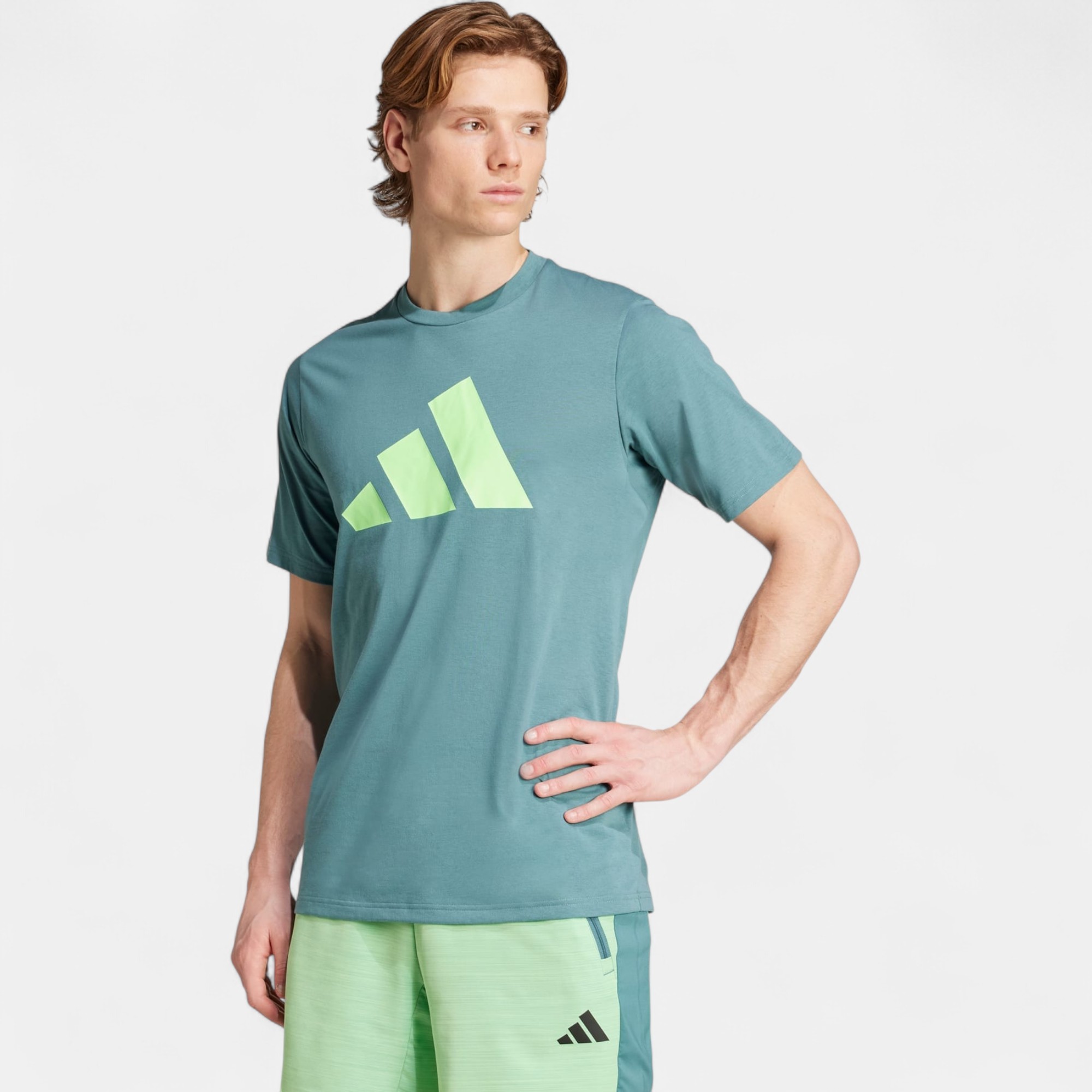 Adidas TR-ES FR LOGO T Erkek Spor Tişört – JW7403 - yeşil