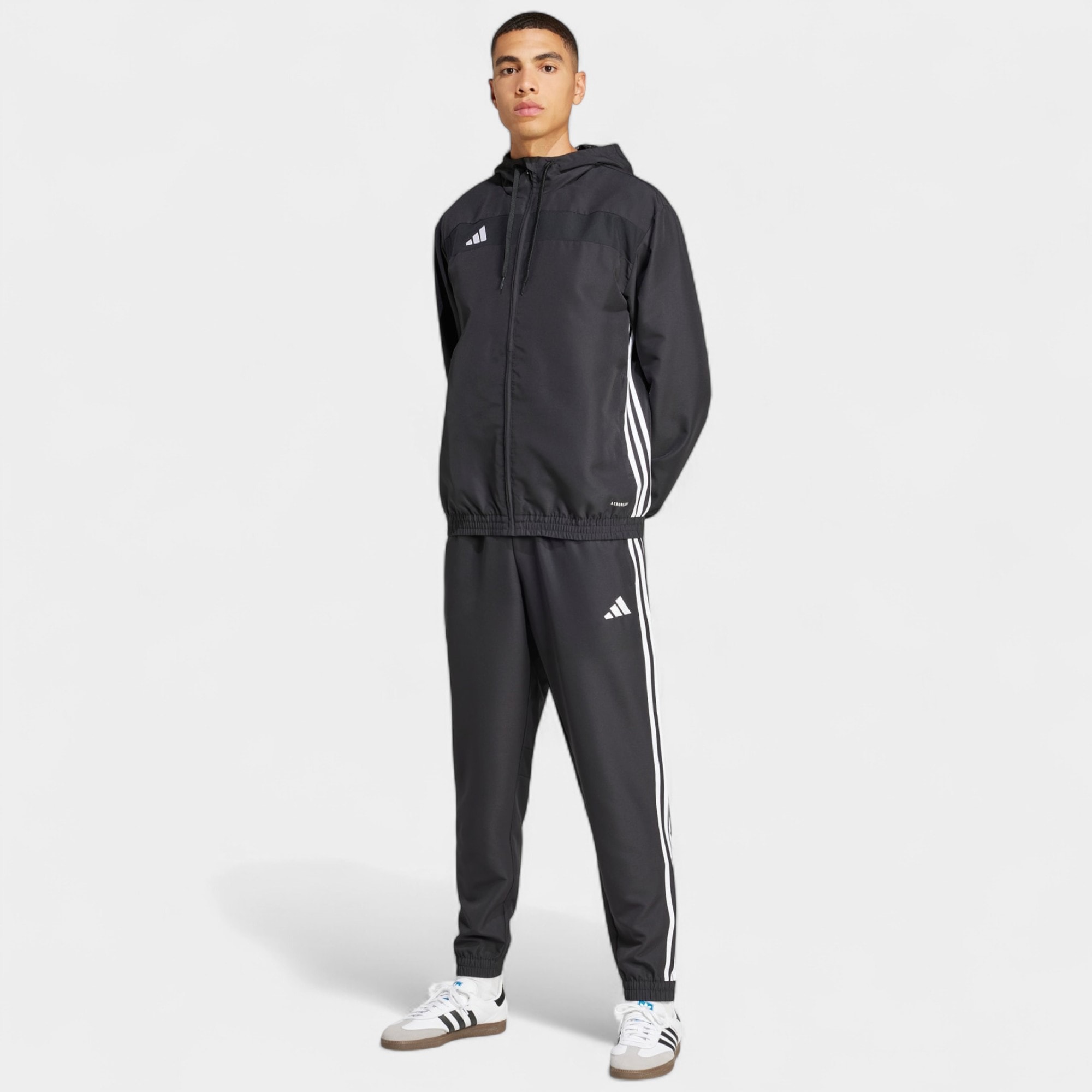 Adidas TIRO ES W HOOD Siyah Beyaz Erkek Ceket-JC5435 - Siyah Beyaz