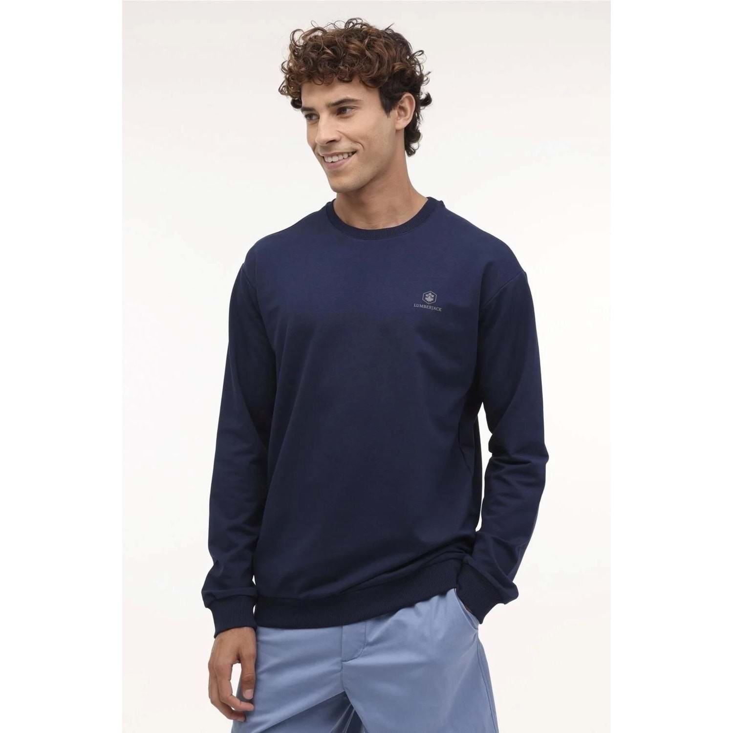 MB SN75 C NECK SW 4PR,LACI, ERKEK SWEATSHIRT - Lacivert