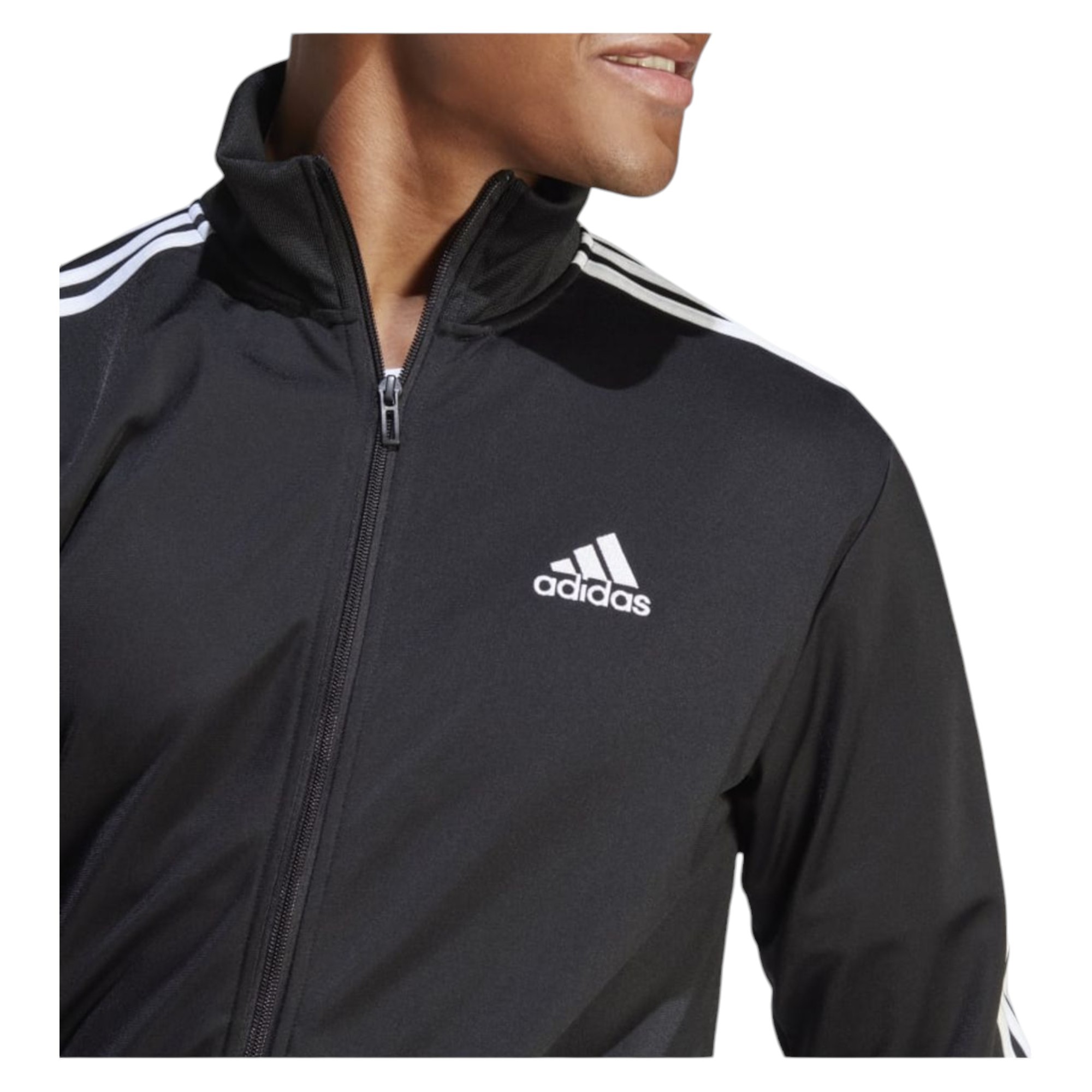 Adidas M Sportswear Basic 3-Stripes Tricot Track Suit Set Eşofman Takımı - SIYAH BEYAZ