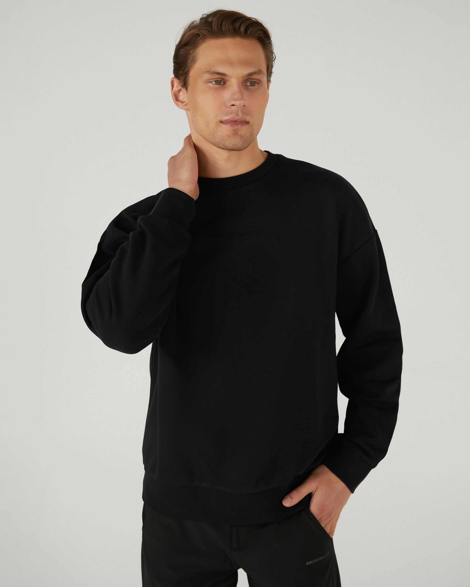 M Essential Crew Neck Sweatshirt Siyah ERKEK Sweatshirt - Siyah