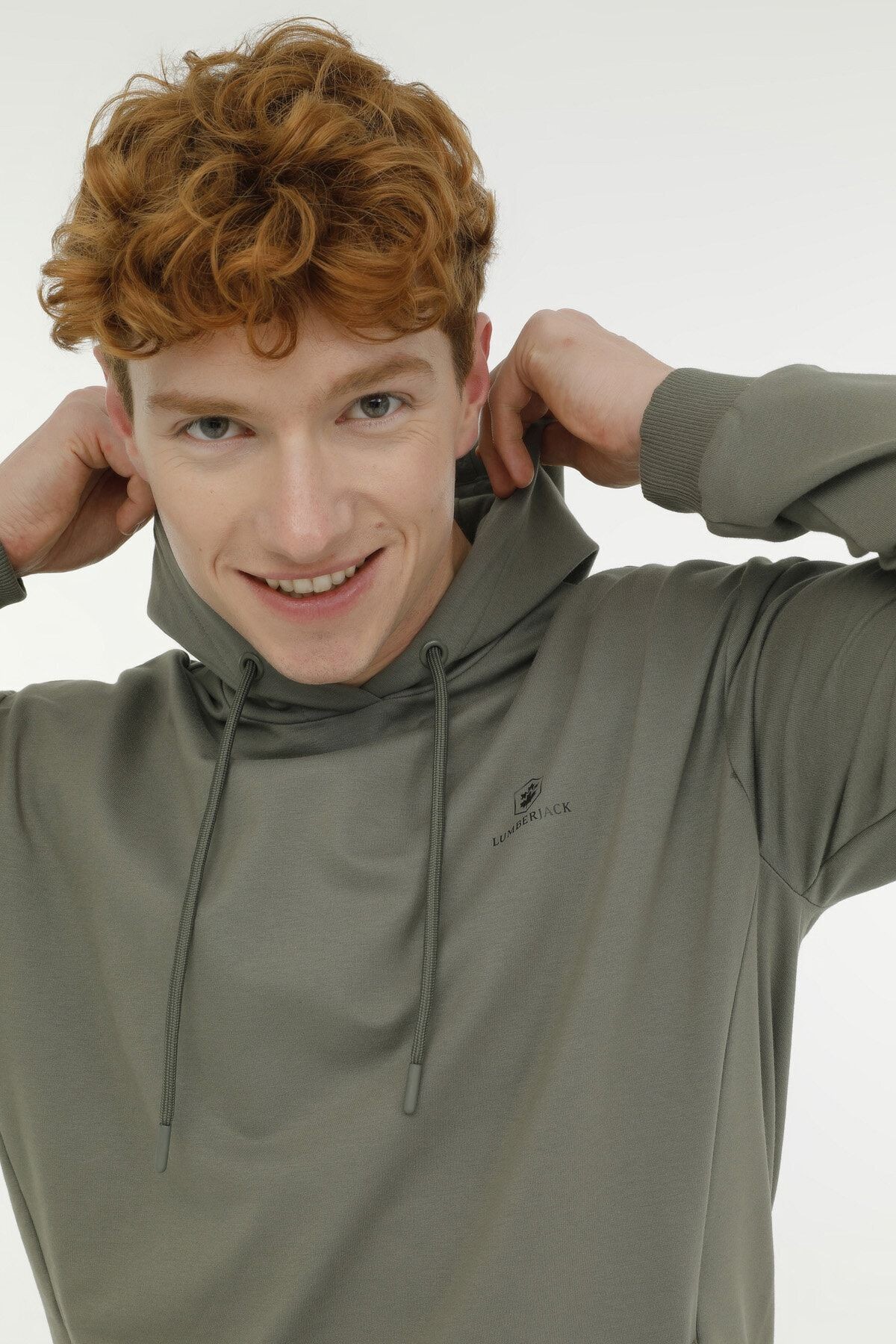 2W M-SN73 BASIC HOODIE 2PR,HAKI, L SWEATSHIRT - HAKI
