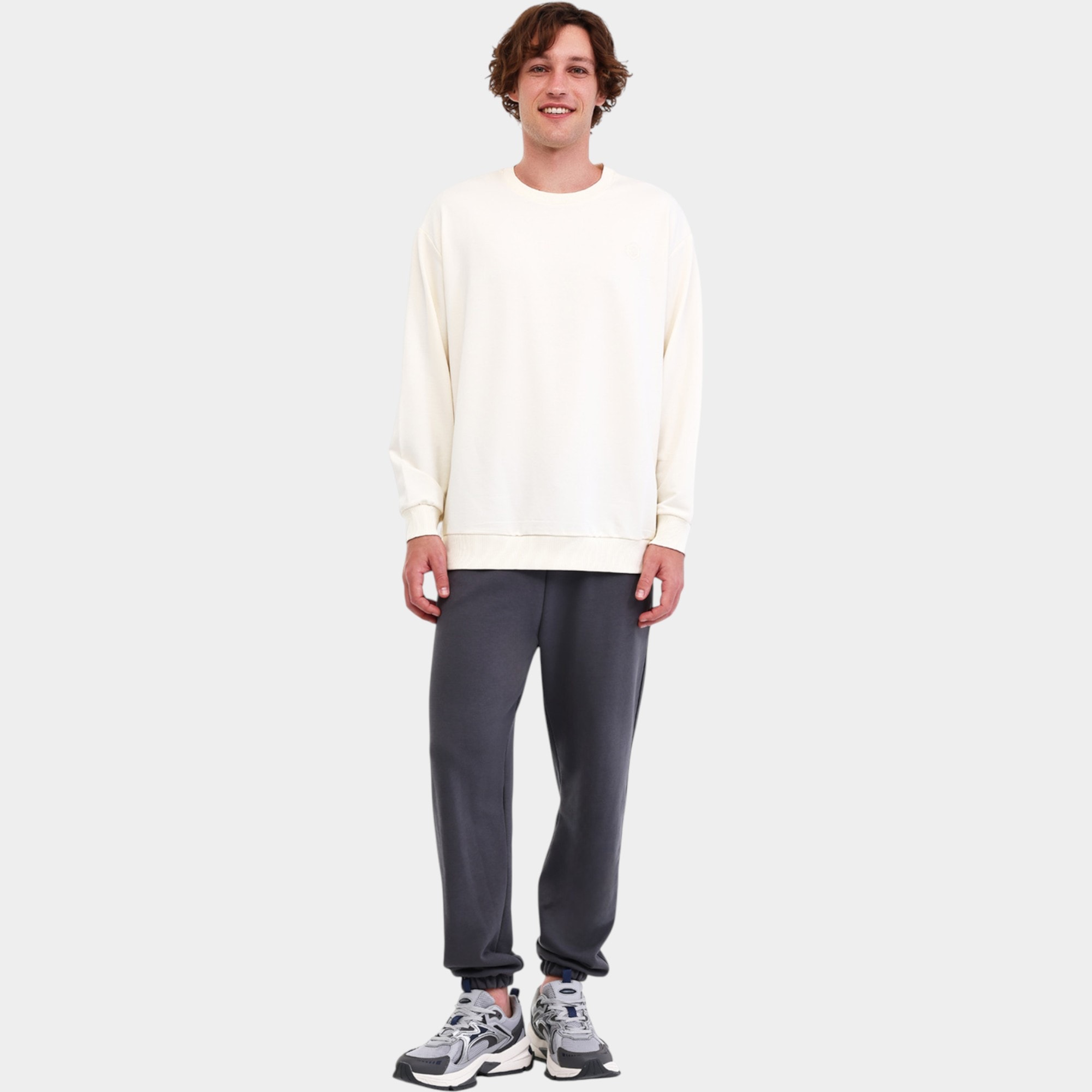 Lumberjack MB SN75 C NECK SW 5PR Ekru Erkek Sweatshırt - EKRU
