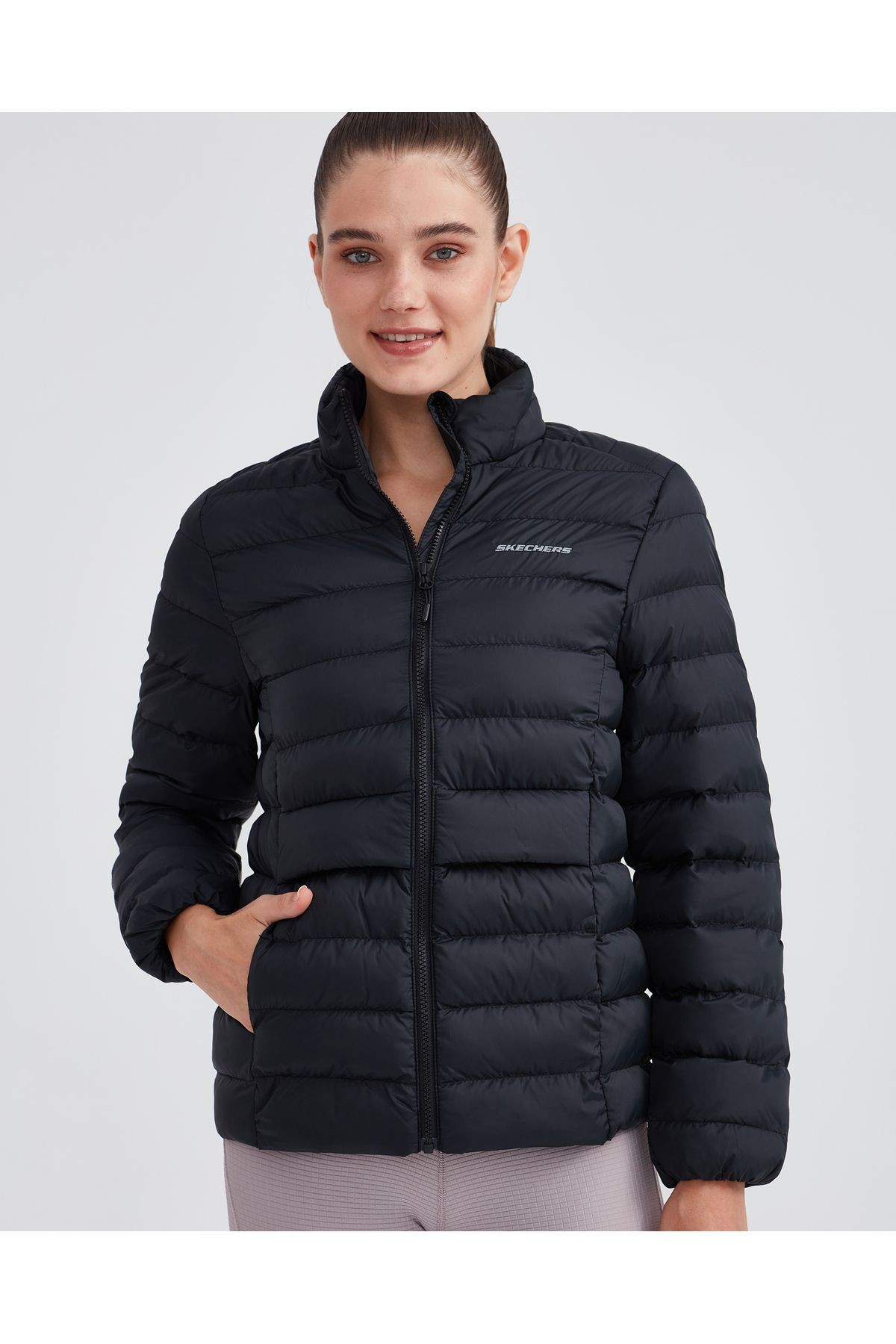 W Outerwear Pop Up Detailed Padded Jacket Siyah BAYAN MONT - Siyah