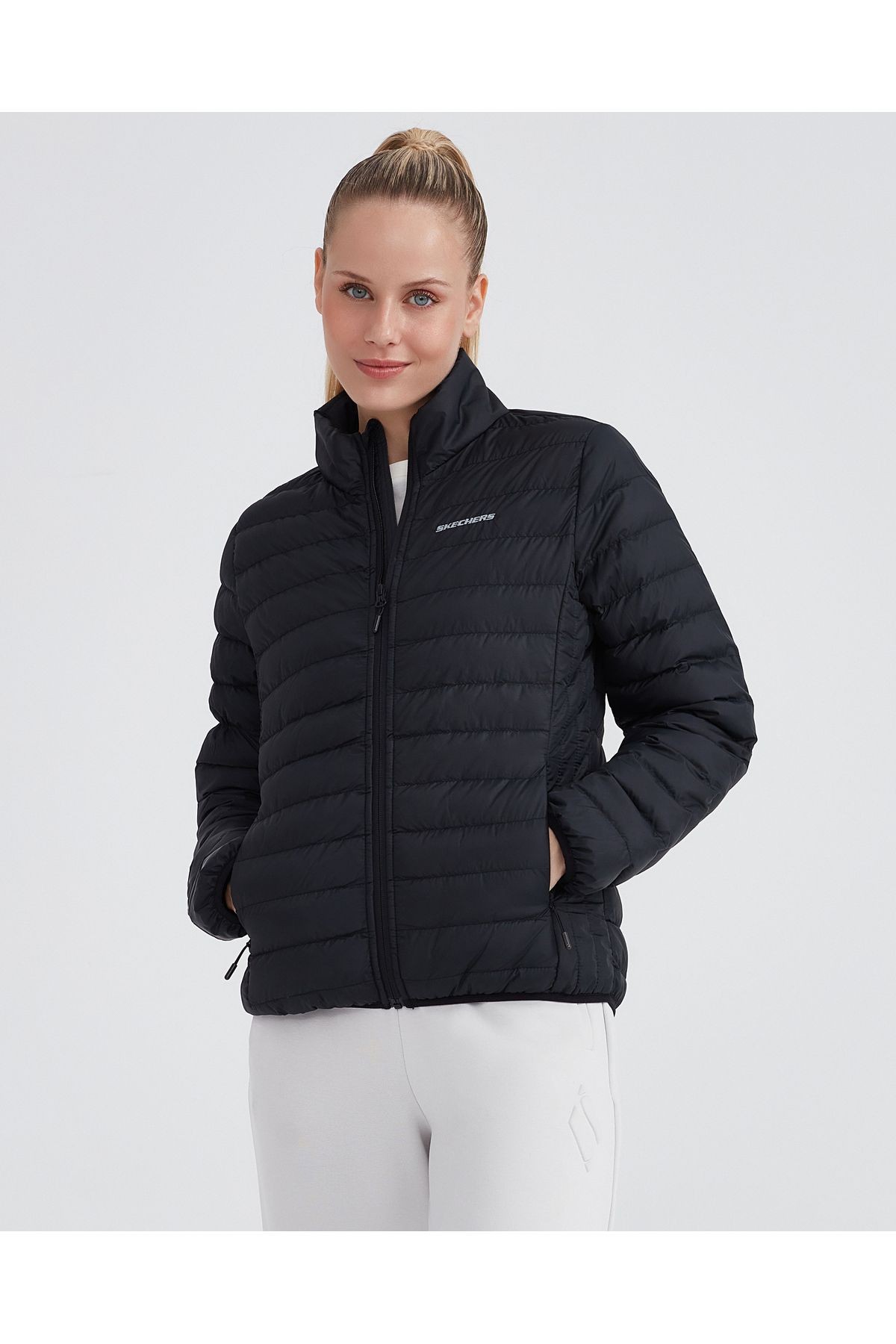 W Turtle Neck Essential Jacket MONT - Siyah