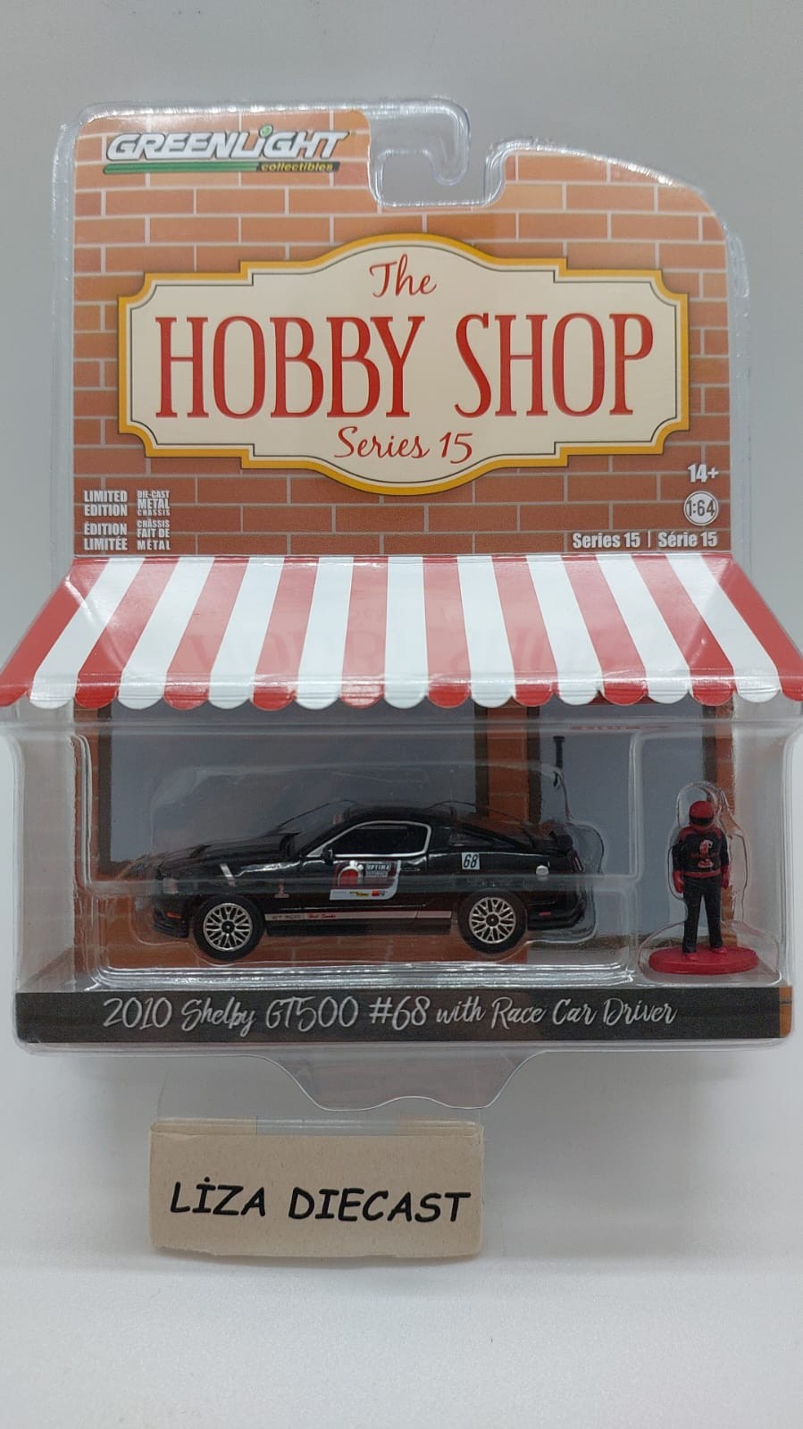 Greenlight The Hobby Shop Series 15 2010 Shelby GT500 #68 with Race Car Driver