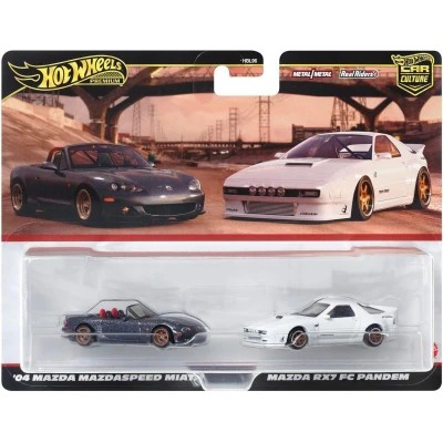 Hot Wheels Premium Car Culture 2' li Set '04 Mazda Mazdaspeed Miata & Mazda RX7 FC Pandem -HRR75 Y.D.