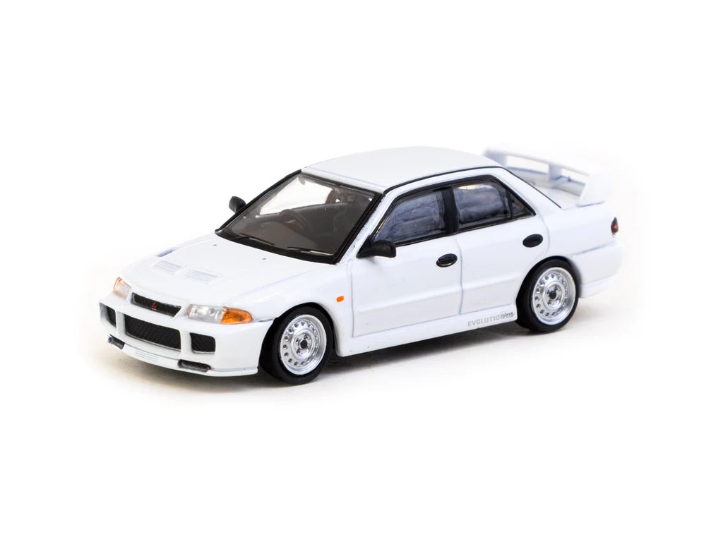 Tarmac Works 1/64 Mitsubishi Lancer RS Evolution III White - Lamley Special Edition - GLOBAL64 -T64G-050-RS