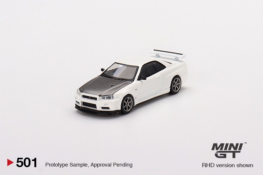 Mini GT Nissan Skyline GT-R (R34) V-Spec II N1 White #501