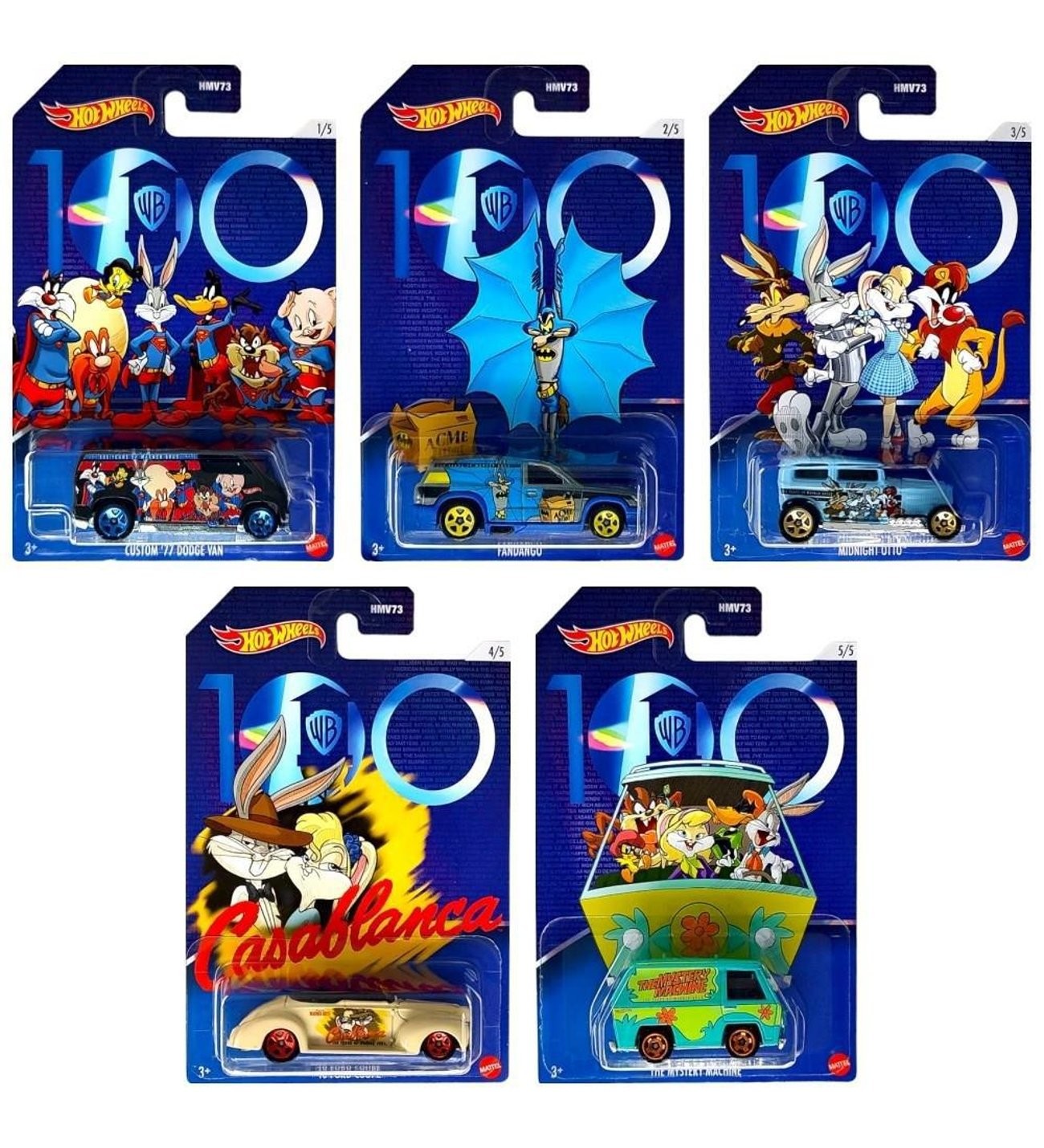 Hot Wheels Warner Bros 100. Yıl Temalı Arabalar 5'li Set -HMV73