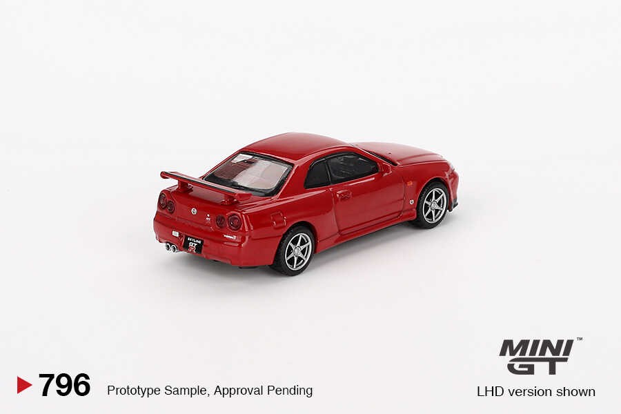 Mini GT Nissan Skyline GT-R (R34) V-Spec Active Red - Blister Paket -MGT00796-BL