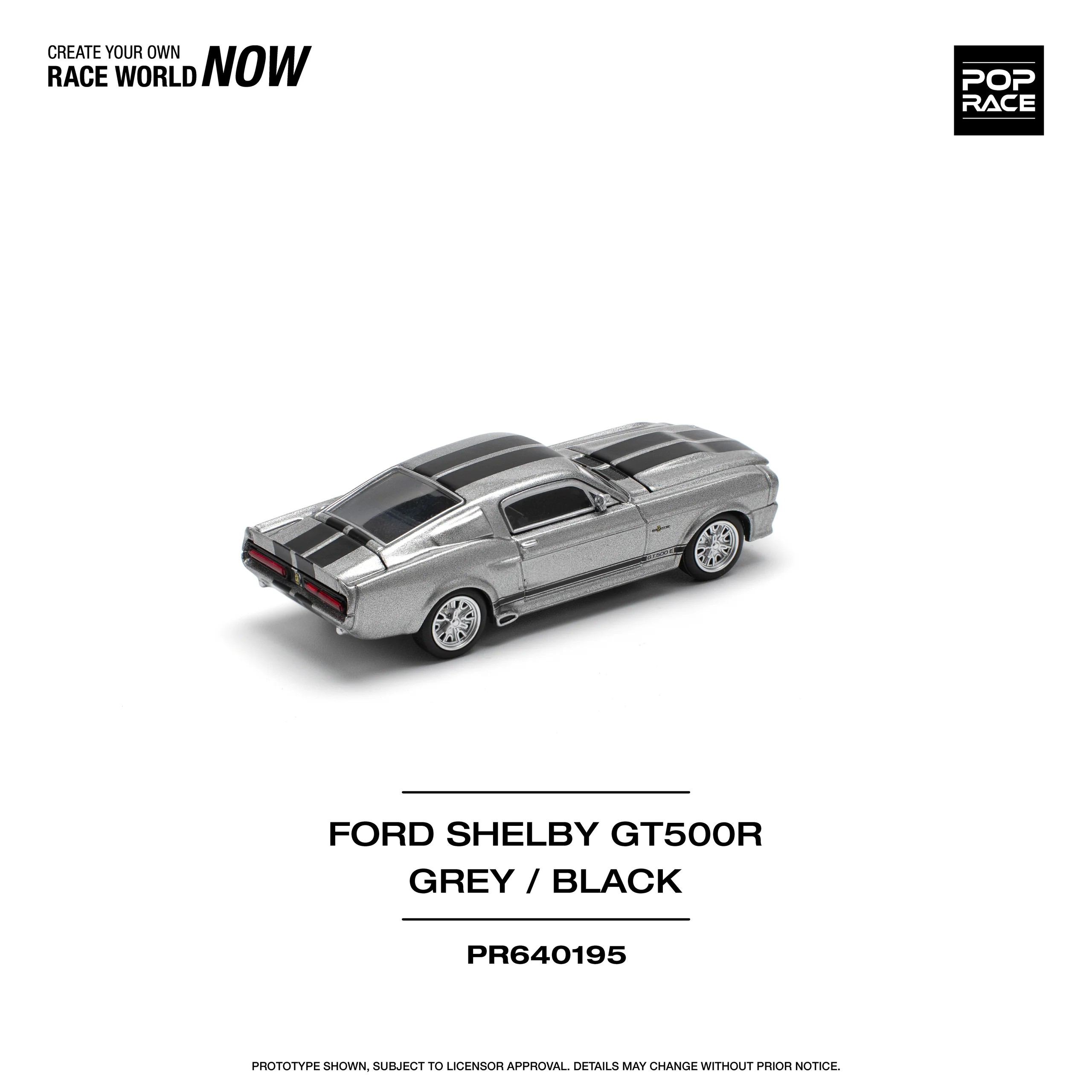 Pop Race 1967 Shelby Mustang GT500 - Grey/Black -PR64-0195