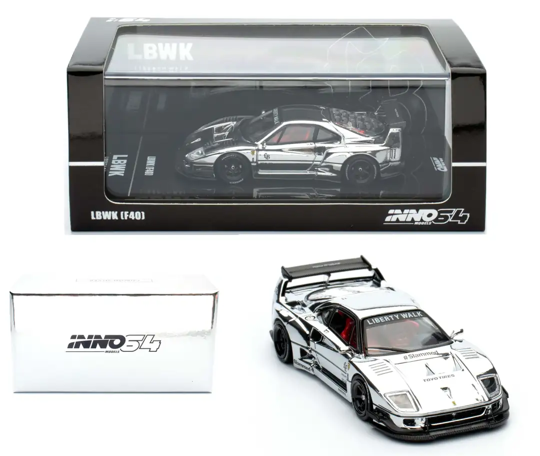 Inno64 Ferrari F40 LBWK Chrome Silver