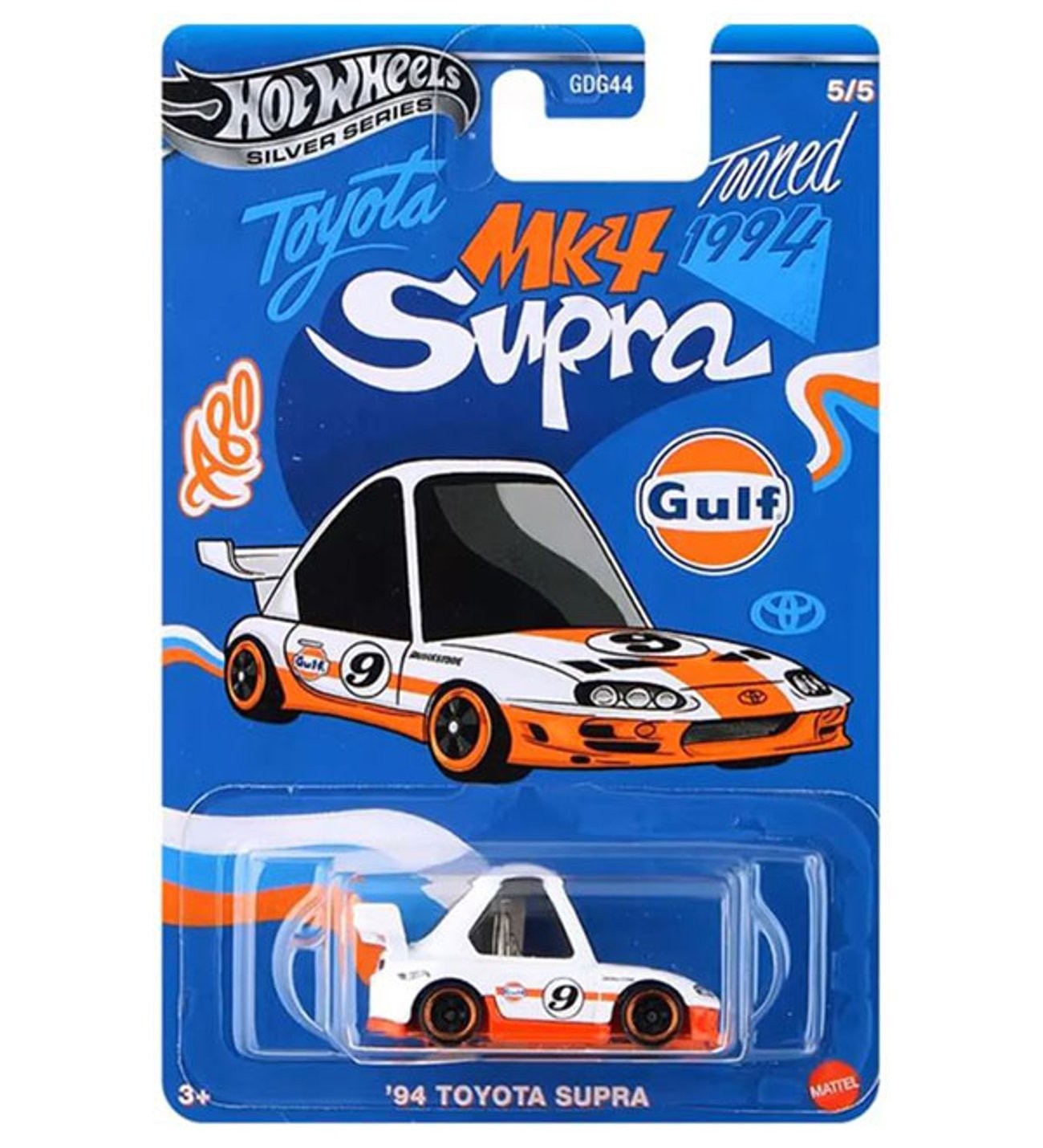 Hot Wheels Silver Series Gulf Tooned '94 Toyota Supra -JCB65 + Koruma Kabı
