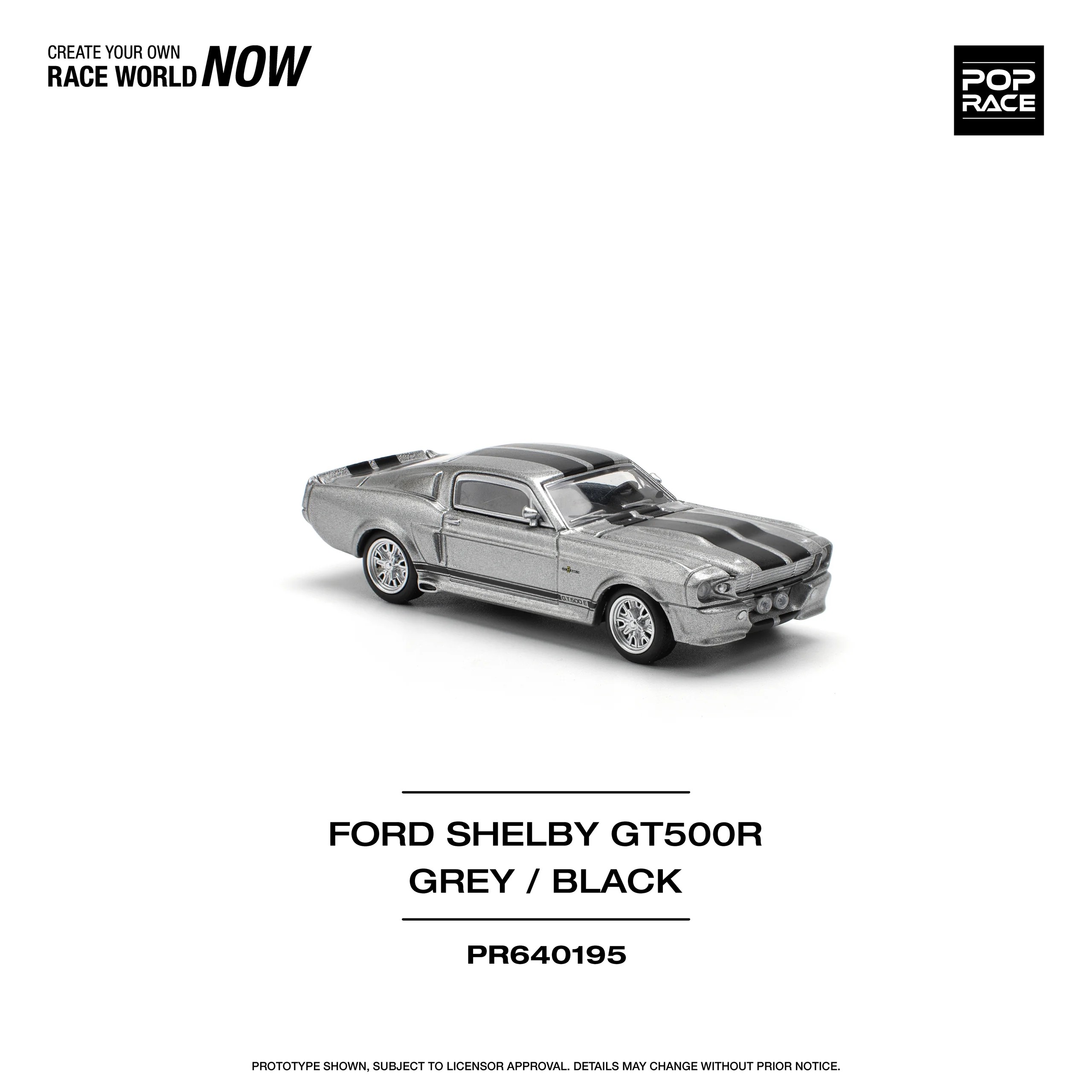 Pop Race 1967 Shelby Mustang GT500 - Grey/Black -PR64-0195
