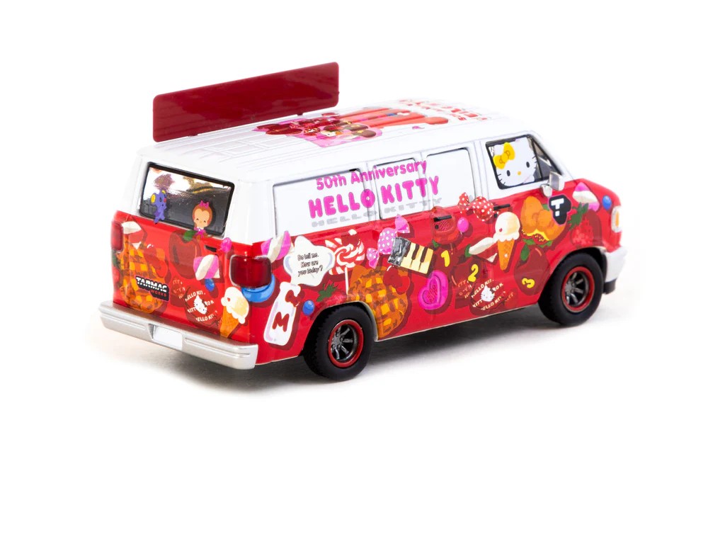 Tarmac Works Dodge Van Hello Kitty Food Truck - GLOBAL64 -T64G-TL032-HK