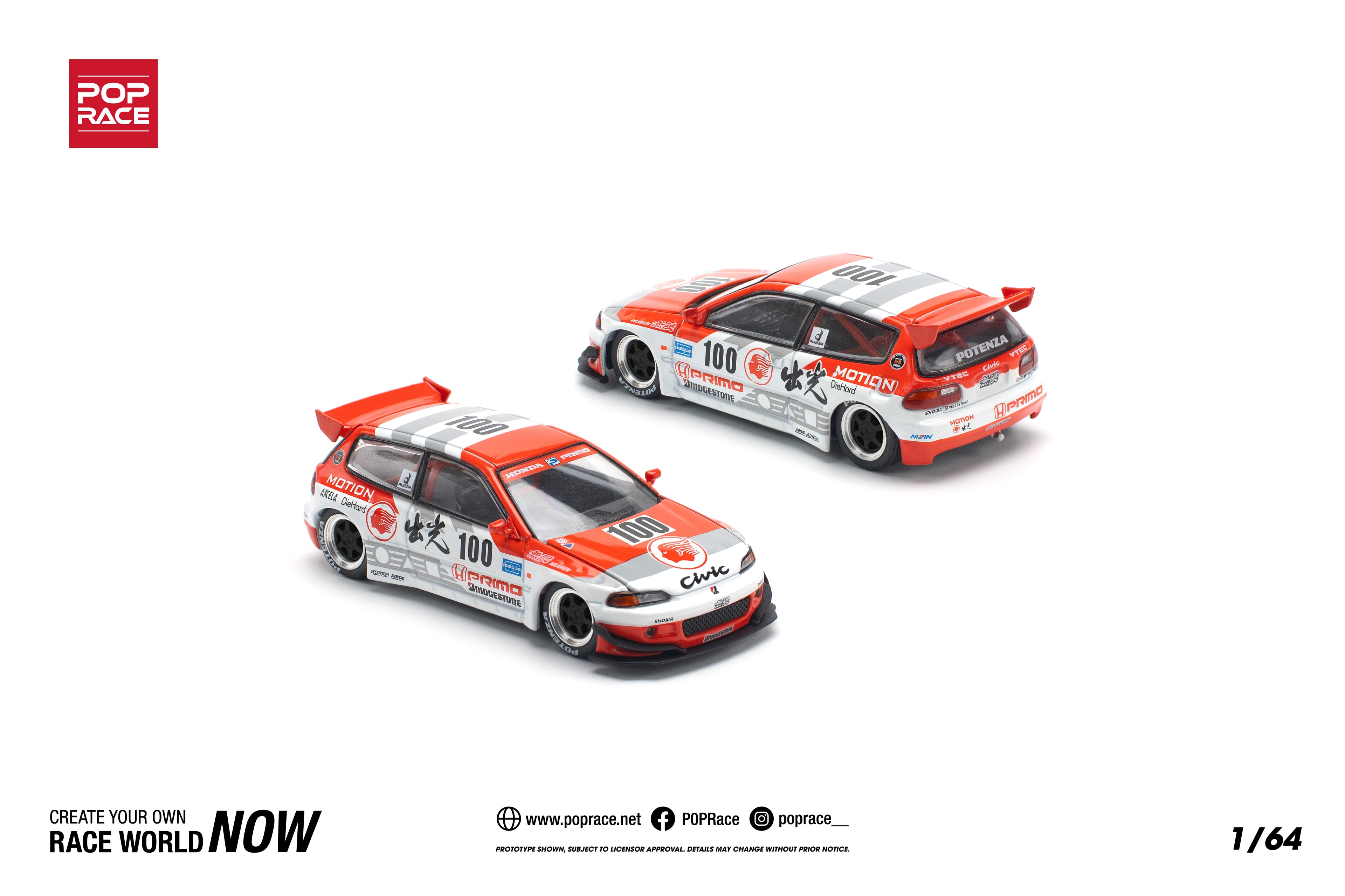 Pop Race Pandem Civic EG6 V1.5 Idemitsu Motion Infinite -PR64-0212