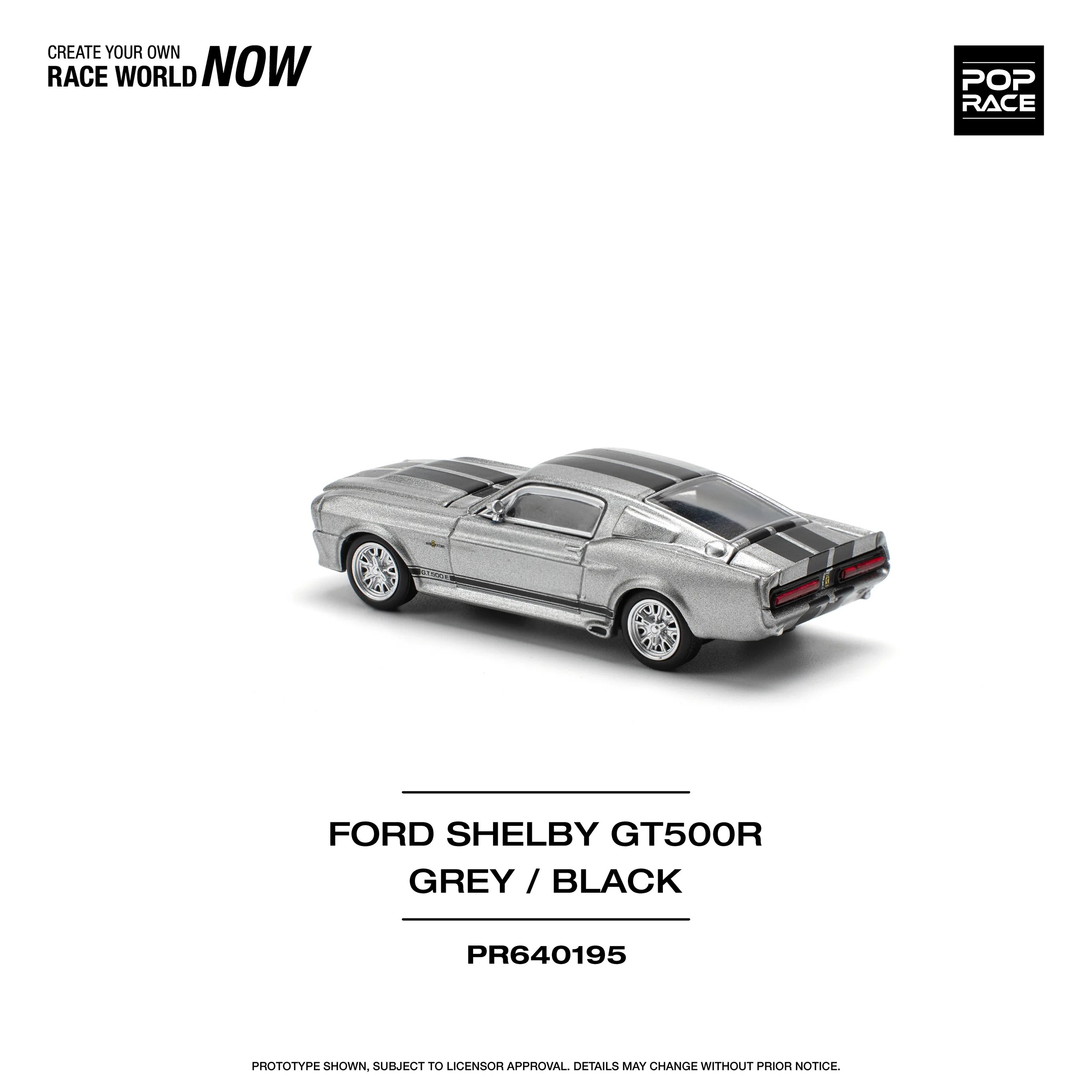 Pop Race 1967 Shelby Mustang GT500 - Grey/Black -PR64-0195