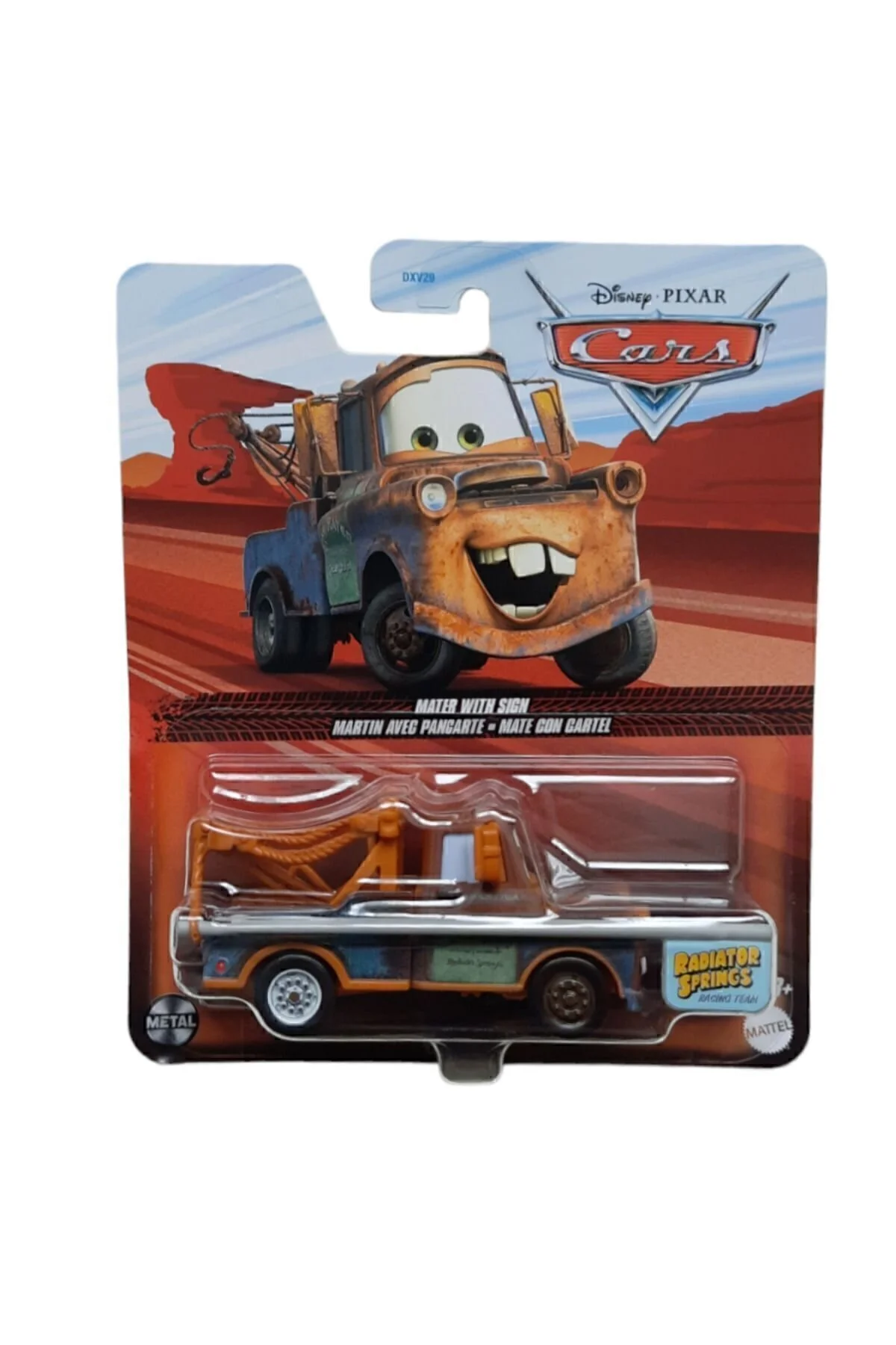 Disney Cars 1/64 Mater with Sign - Martin Avec Pancarte - Mate Con Cartel -HTX86
