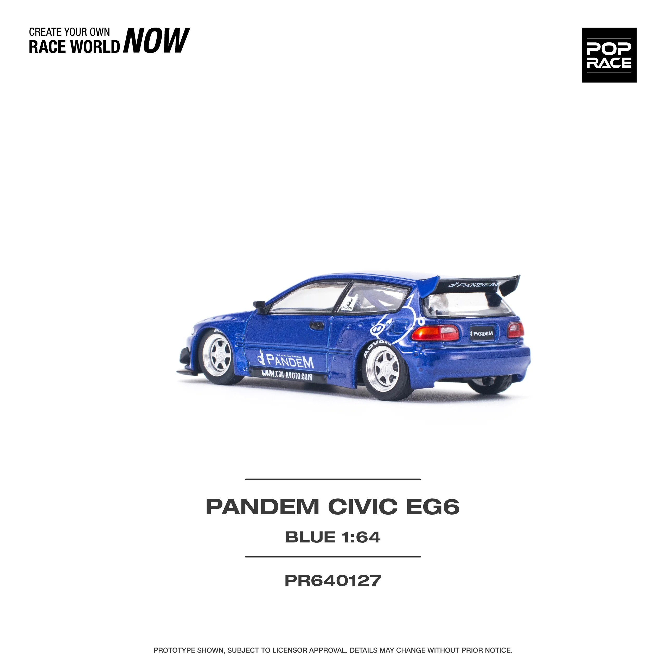 Pop Race Pandem Civic EG6 Metallic Blue -PR64-0127