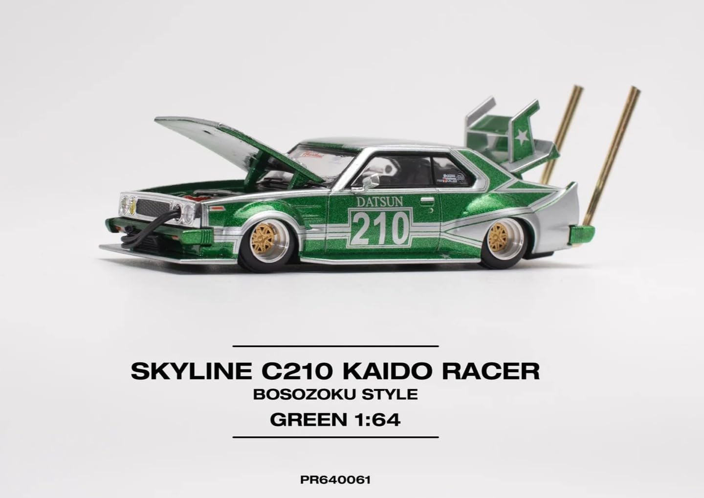 Pop Race Skyline C210 Kaido Racer Bosozoku Style Green -PR64-0061