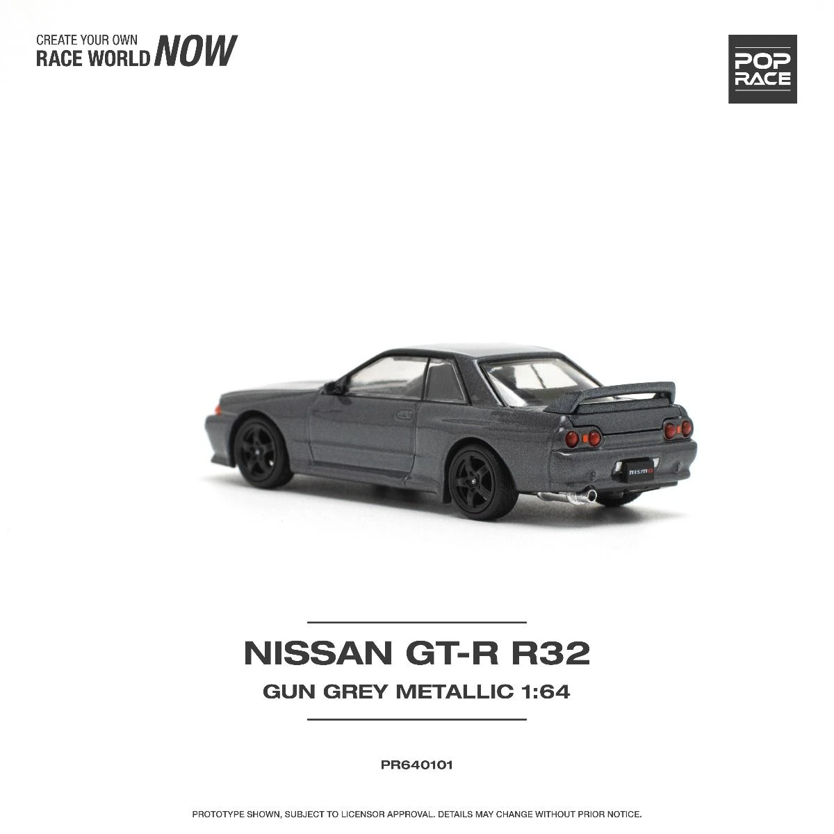 Pop Race GTR R32 Gun Grey Metallic -PR64-0101
