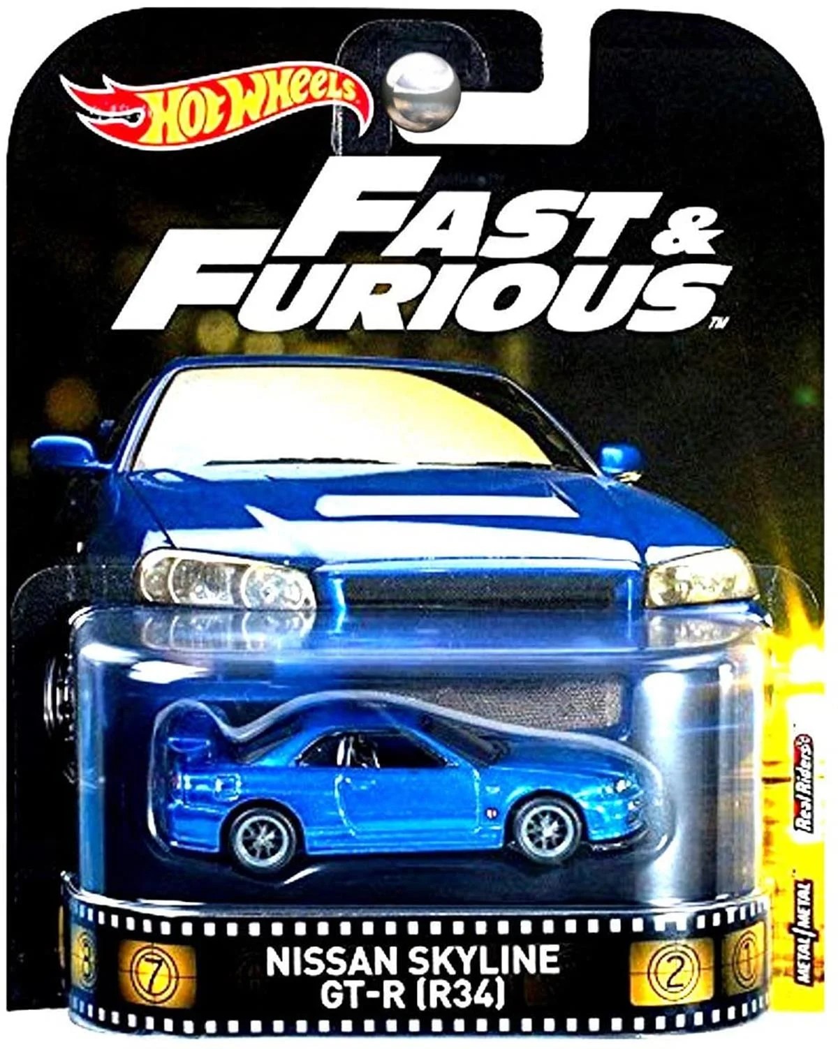 Hot Wheels Premium Retro Entertainment Fast & Furious Nisan Skyline GT-R (R34) -DWJ88 (Y.D.) + Koruma Kabı