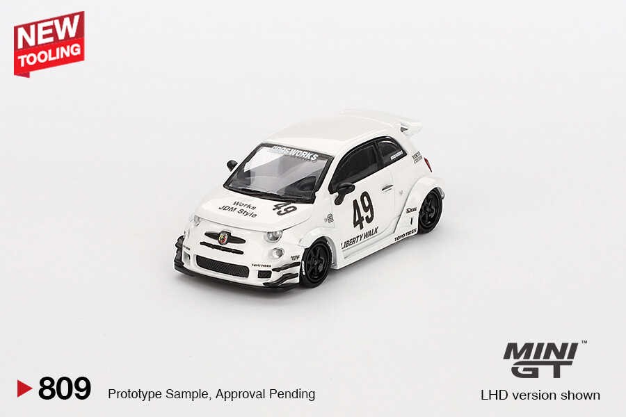 Mini GT LB-WORKS x Abas Works ABARTH 595 Gara White -MGT00809
