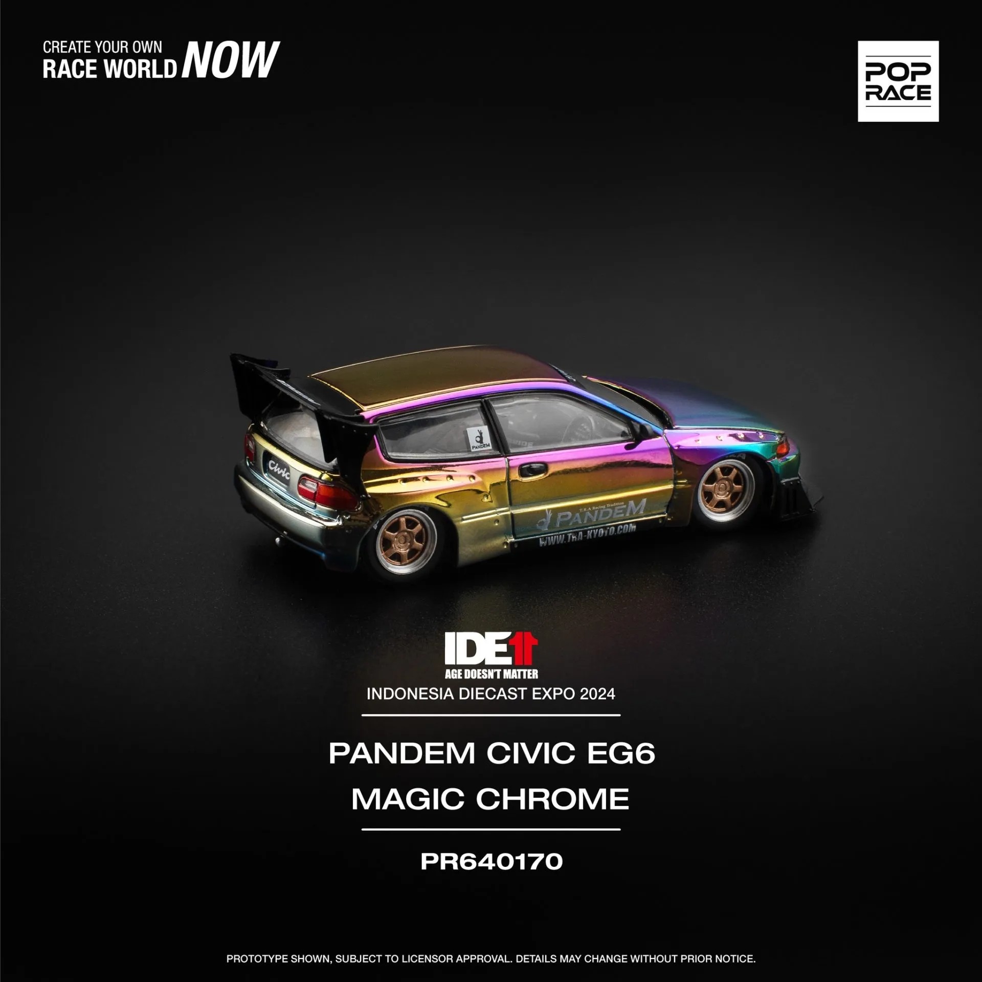 POP RACE – Pandem Civic EG6 v1.5 – Magic Chrome – PR64-0170