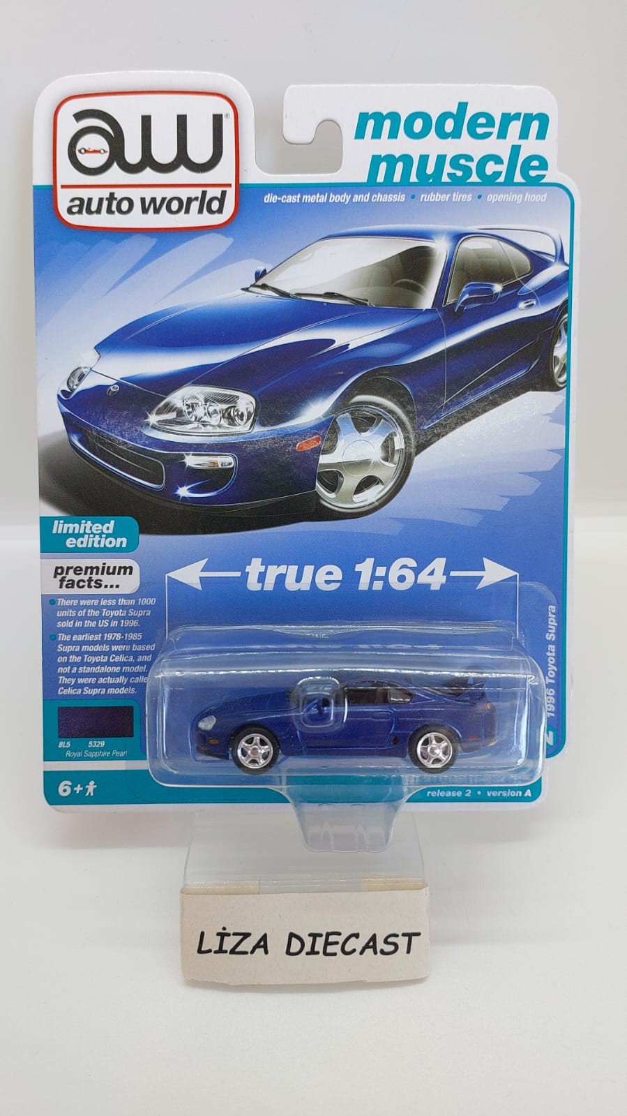 Auto World Modern Muscle 1996 Toyota Supra -Royal Sapphire Pearl