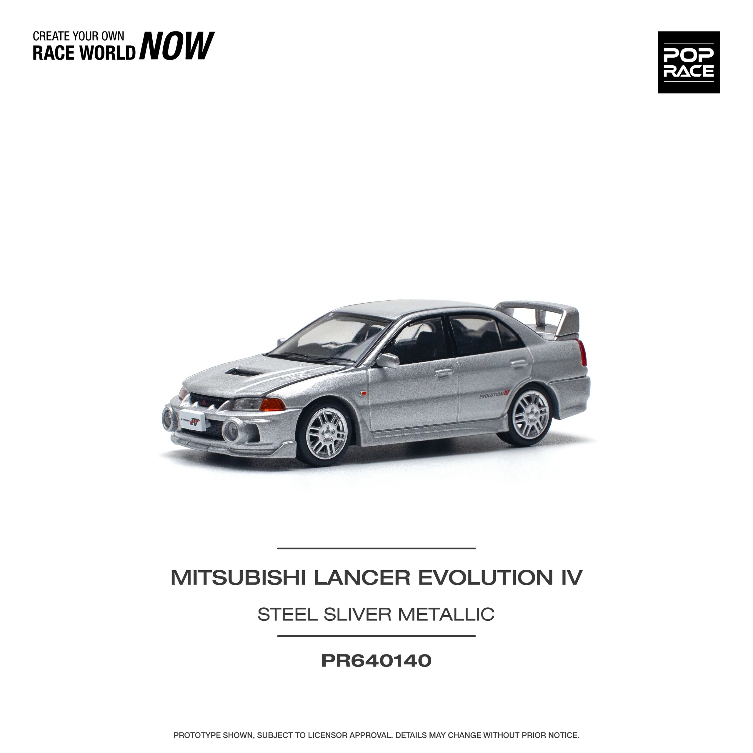 Pop Race Mitsubishi Lancer Evolution IV Steel Silver Metallic - PR64-0140