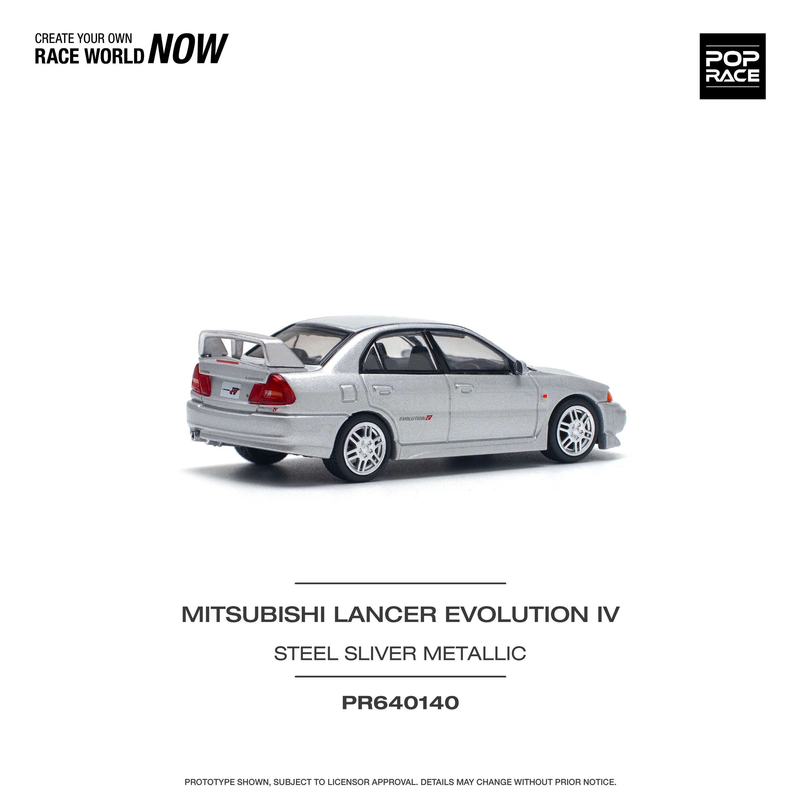 Pop Race Mitsubishi Lancer Evolution IV Steel Silver Metallic - PR64-0140