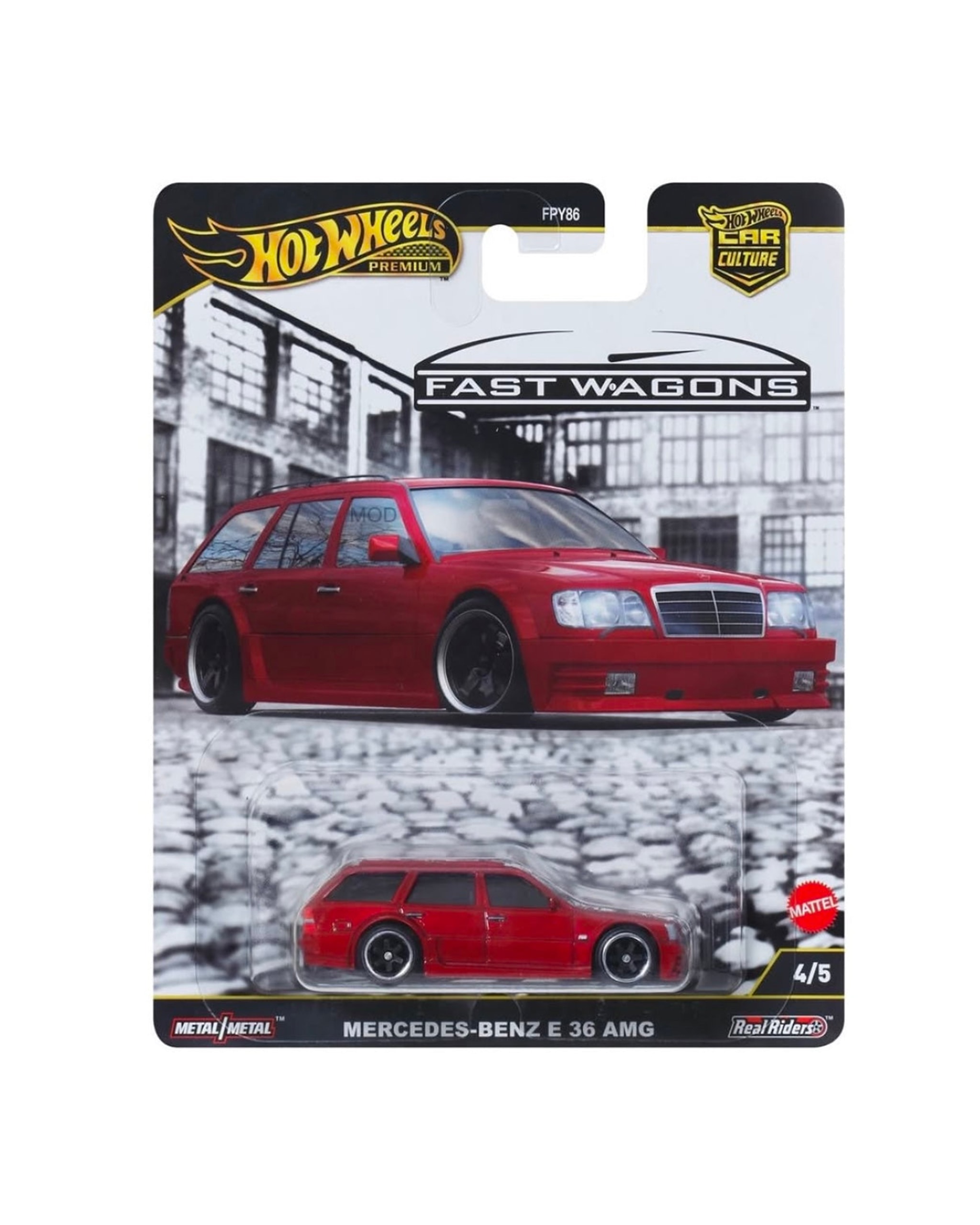 Hot Wheels Premium Car Culture Fast Wagon Mercedes-Benz E 36 AMG -JBK69 (Y.D.) + Koruma Kabı