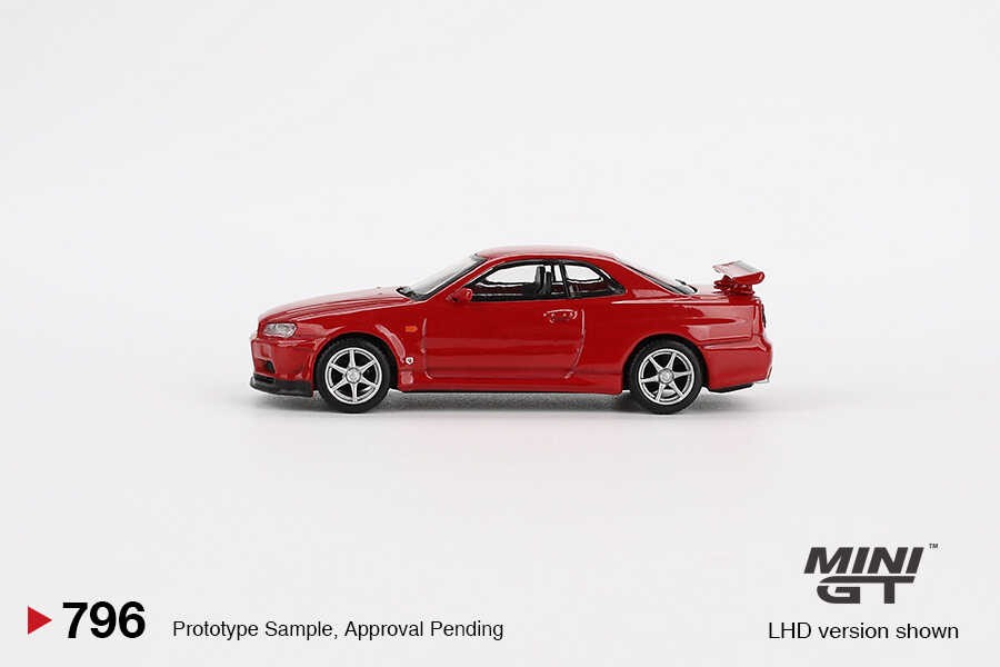 Mini GT Nissan Skyline GT-R (R34) V-Spec Active Red - Blister Paket -MGT00796-BL