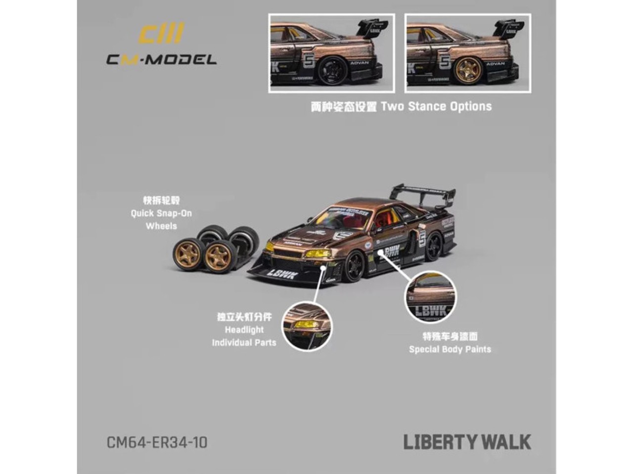 CM Model LB-ER34 Super Silhouette Nissan Skyline No.5 Bronze -CM-ER34-10