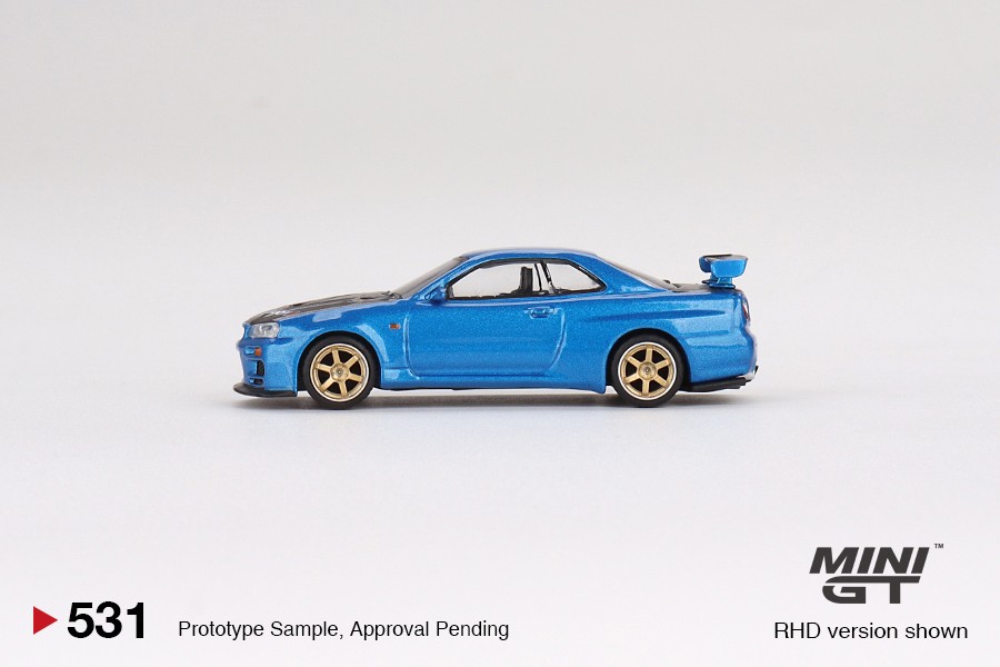 Mini GT Nissan Skyline GT-R (R34) Top Secret Bayside Blue #531