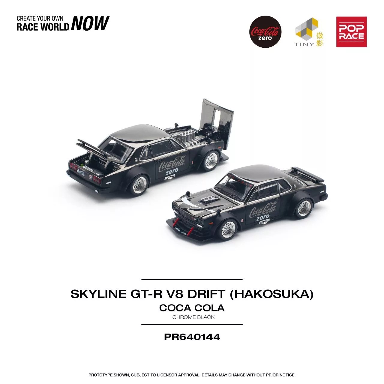 Pop Race X Tiny Coca-Cola SKYLINE GT-R V8 DRIF (HAKOSUKA) -PR64-0144