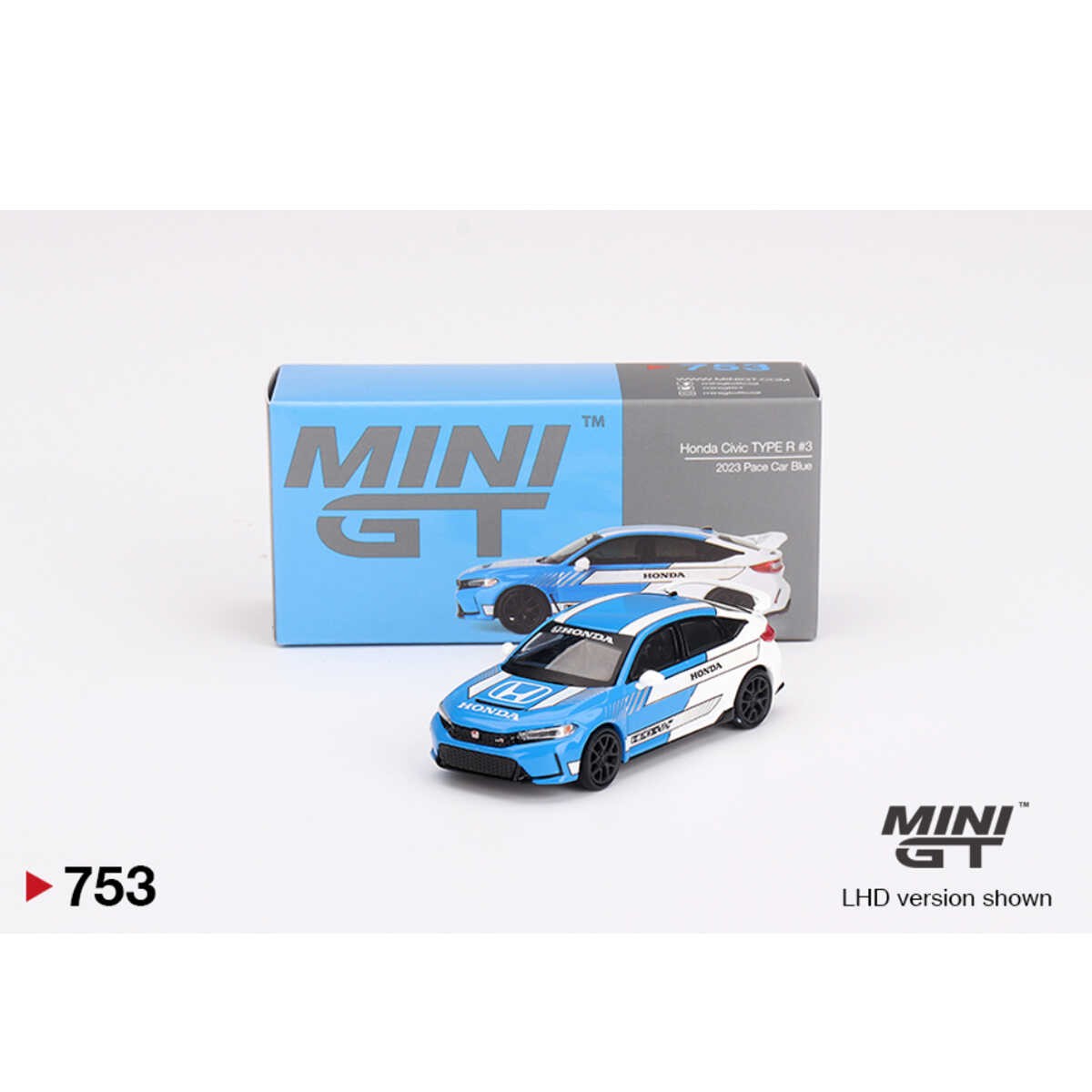 Mini GT 1/64 Honda Civic Type R 2023 Pace Car Blue -MGT00753