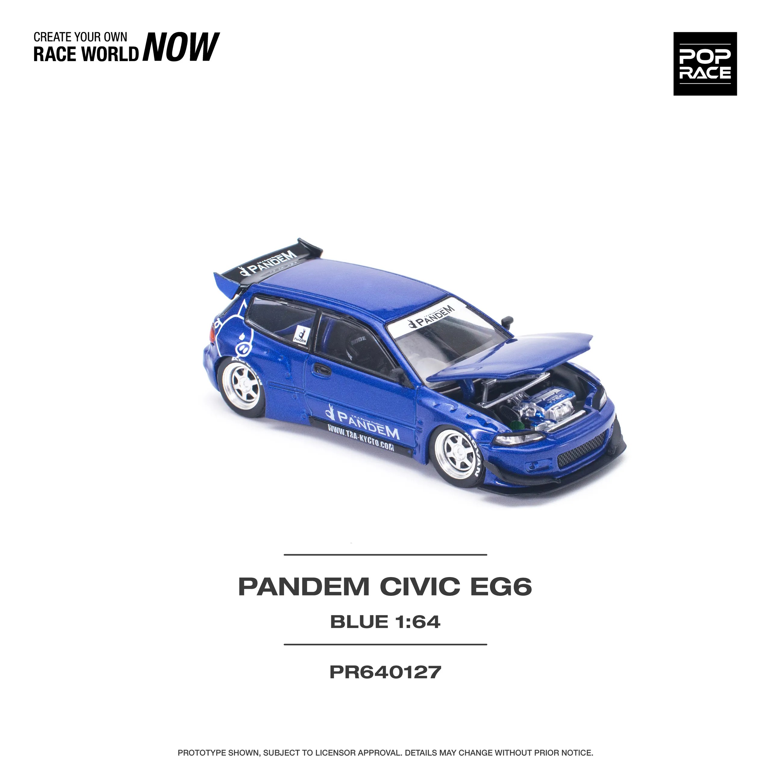 Pop Race Pandem Civic EG6 Metallic Blue -PR64-0127