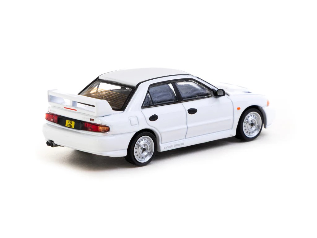 Tarmac Works 1/64 Mitsubishi Lancer RS Evolution III White - Lamley Special Edition - GLOBAL64 -T64G-050-RS