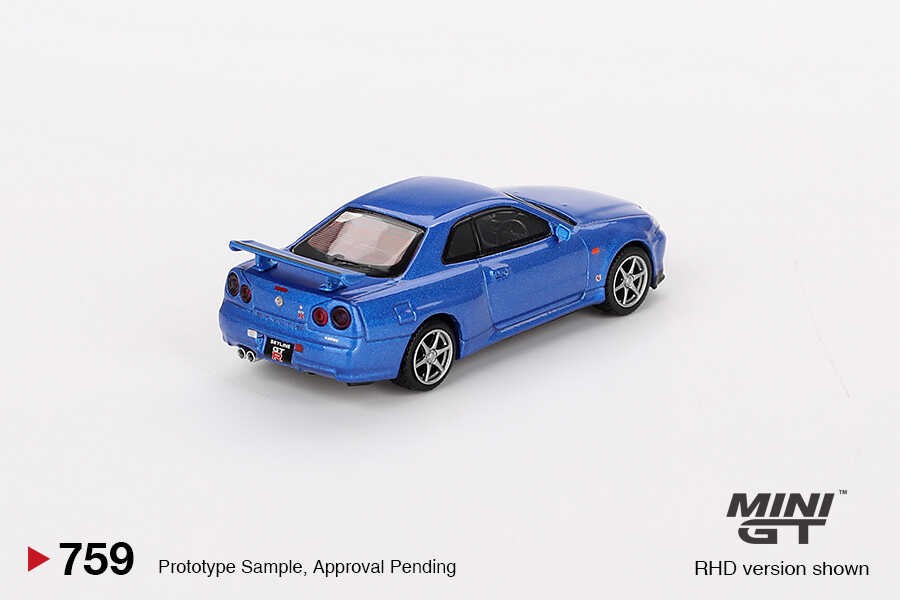 Mini GT 1/64 Nissan Skyline GT-R (R34) V-Spec Bayside Blue -MGT00759