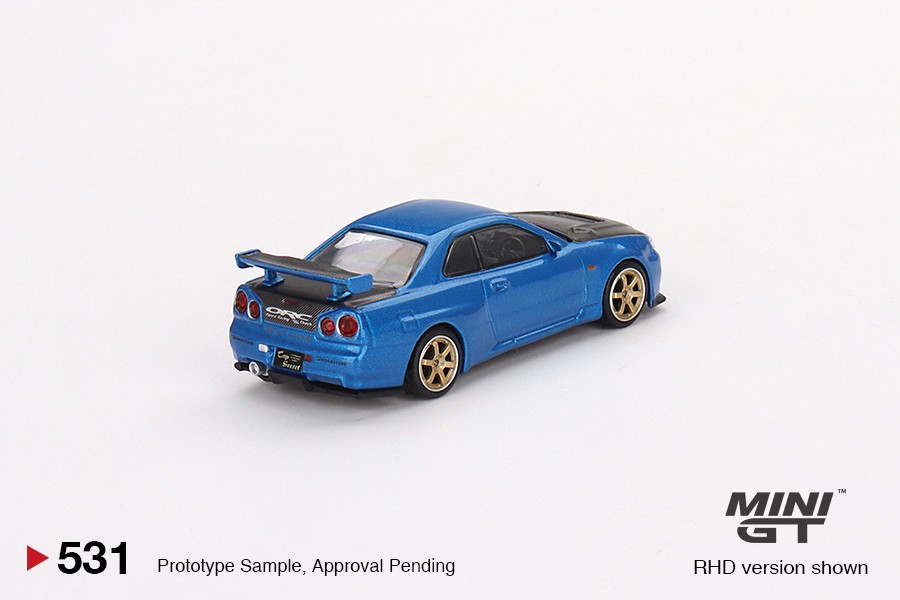 Mini GT Nissan Skyline GT-R (R34) Top Secret Bayside Blue #531