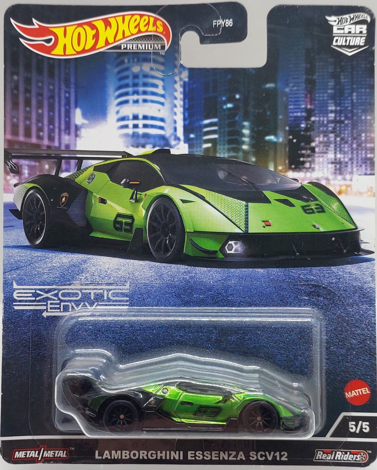 Hot Wheels Premium Car Culture Exotic Envy Lamborghini Essenza SCV12 -HCJ29 + Koruma Kabı