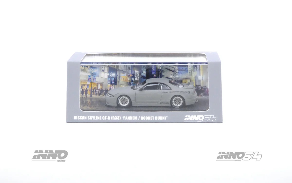 Inno64 Nissan Skyline GT-R (R33) "Pandem / Rocket Bunny" Cement Grey Matte 