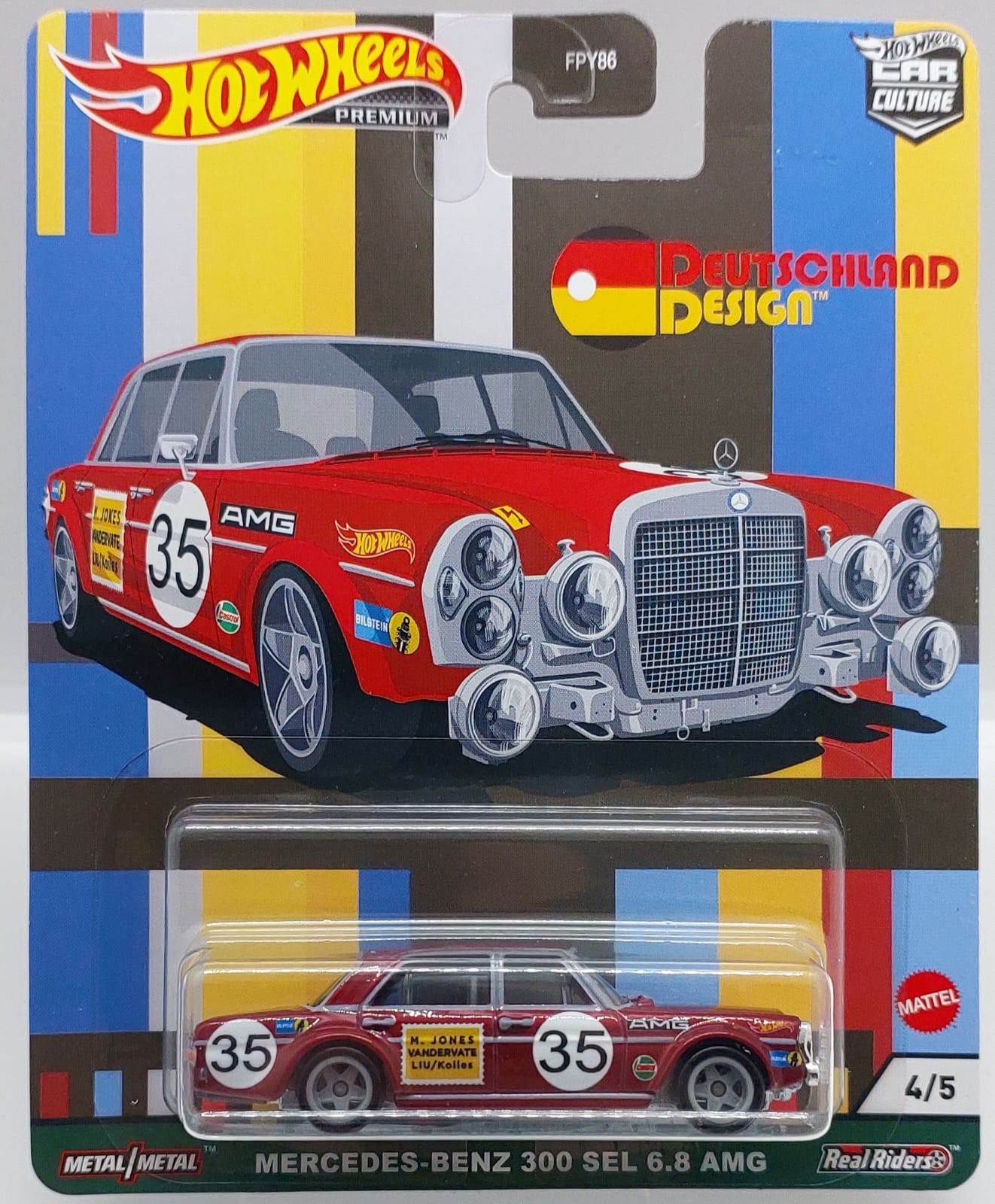 Hot Wheels Premium Car Culture Deutschland Desing Mercedes-Benz 300 SEL 6.8 AMG -GRJ73 + Koruma Kabı