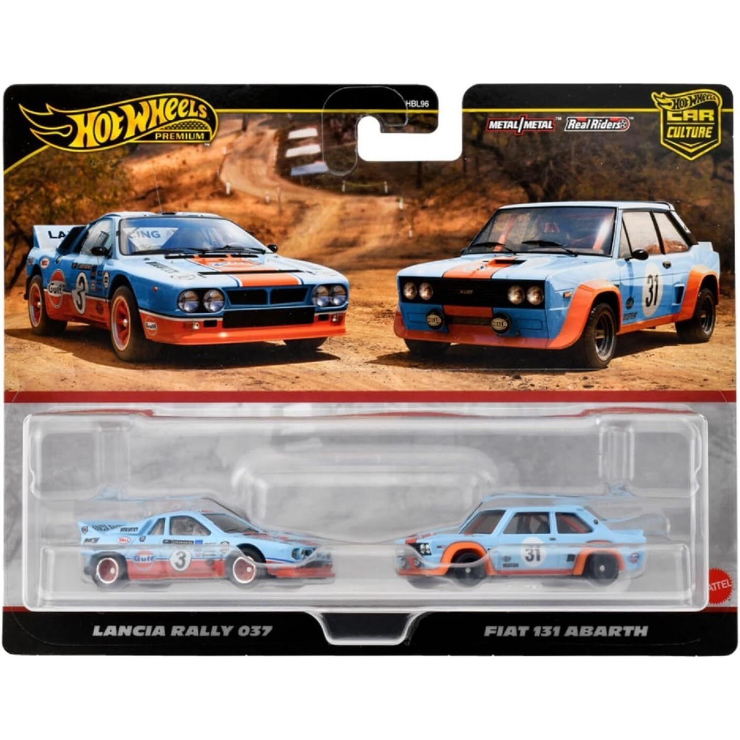 Hot Wheels Premium Car Culture 2' li Set Lancia Rally 037 & Fiat 131 Abarth -HRR81 Y.D.