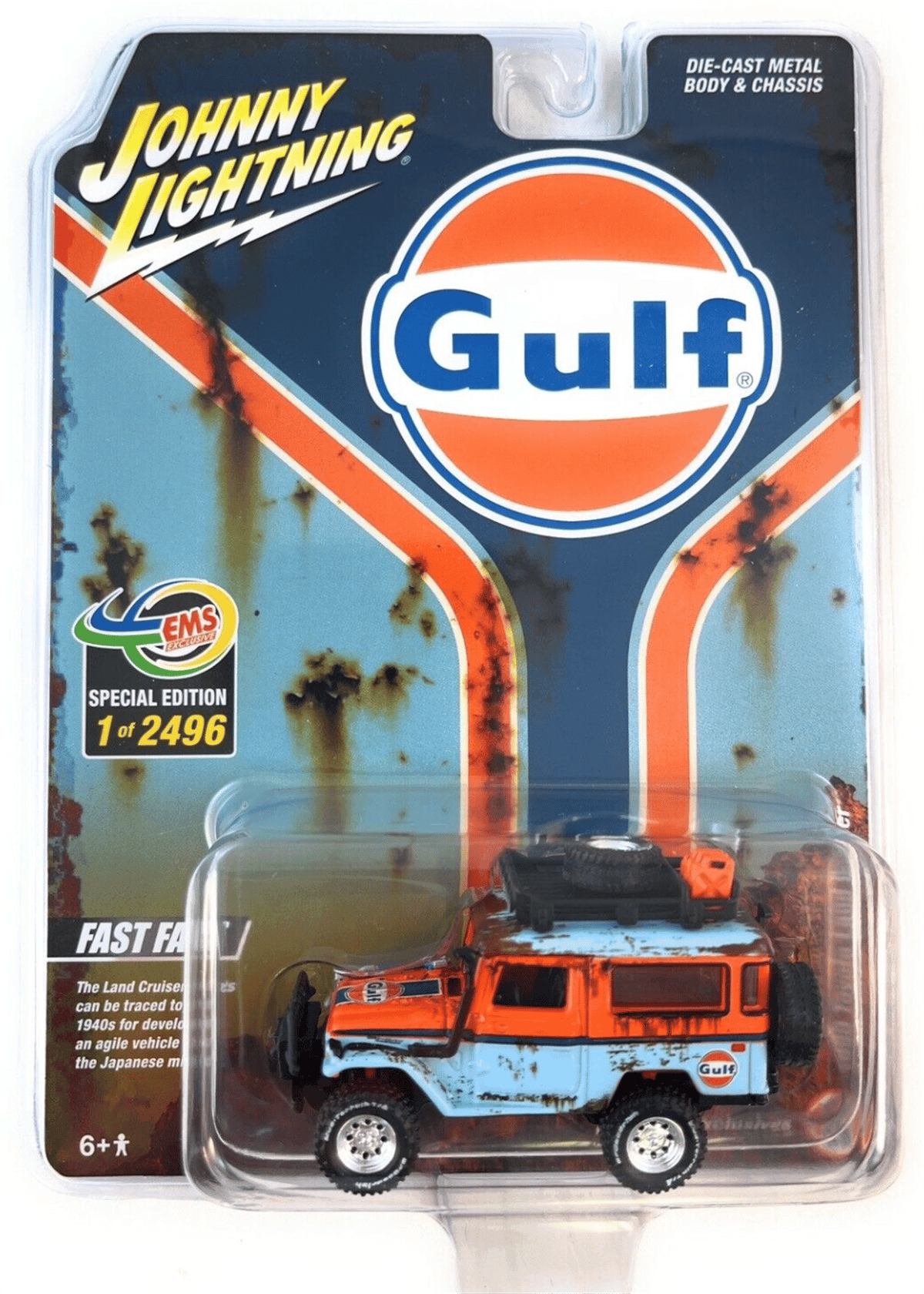 Johnny Lightning Mijo EMS Exclusive 1980 Toyota Land Cruiser Gulf Rusty -JLCP7446