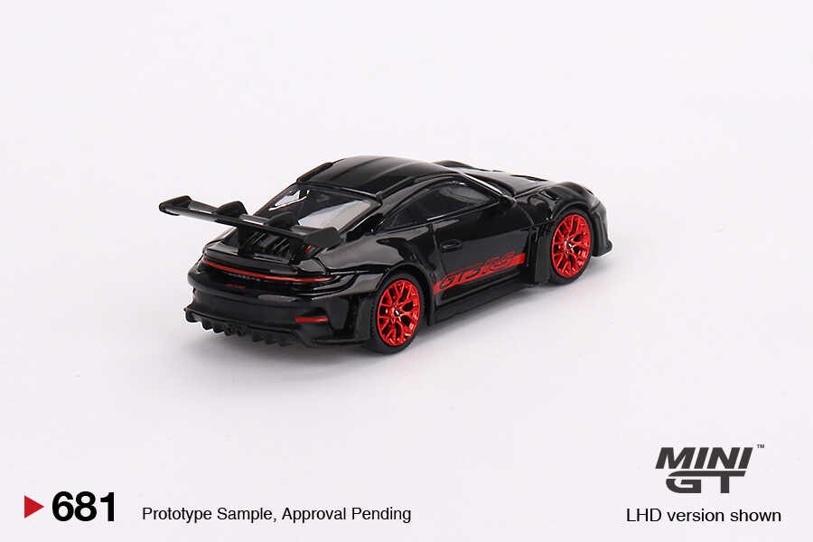 Mini GT 1/64 Porsche 911 (992) GT3 RS Black with Pyro Red -MGT00681-L